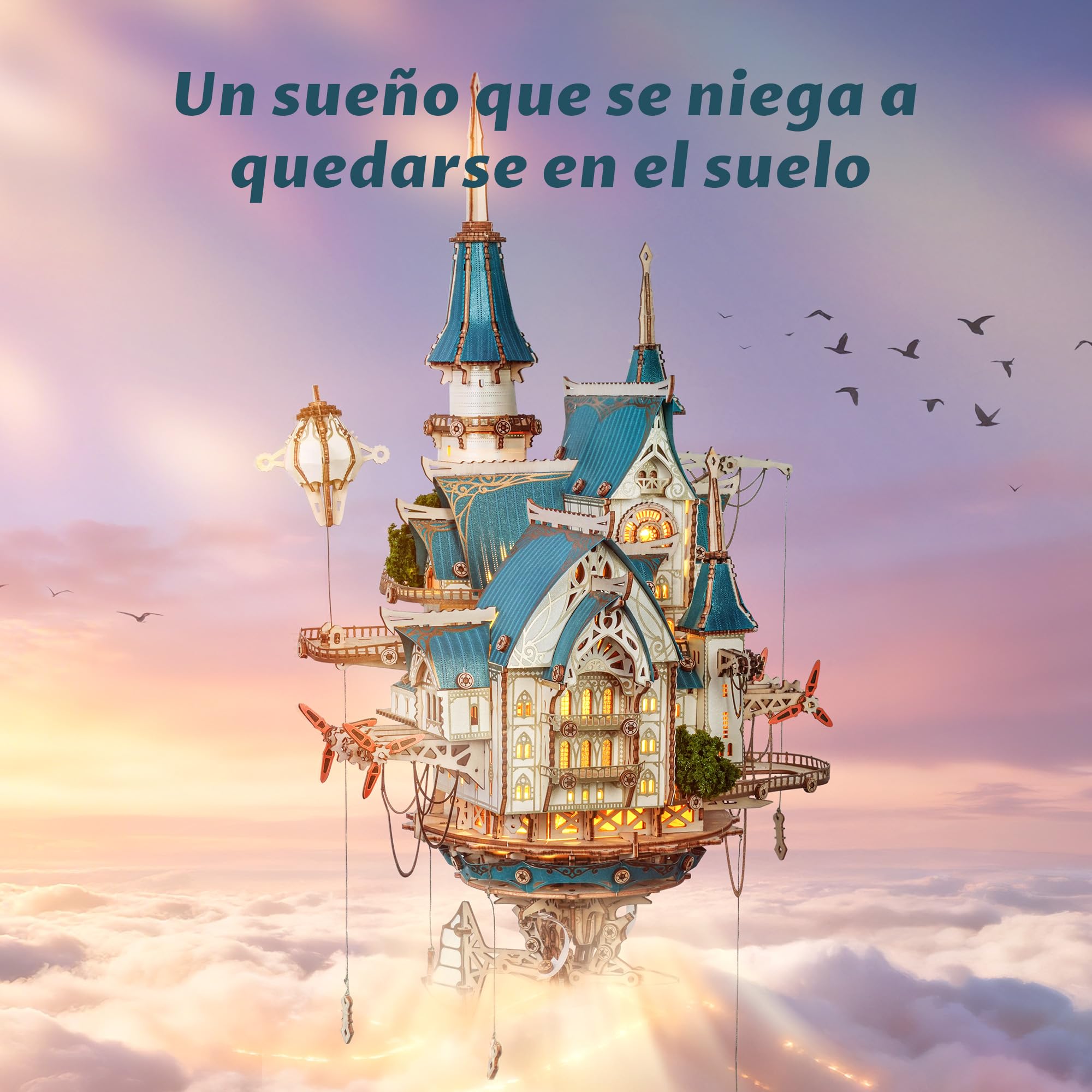 FUNPOLA Puzzle 3D de Madera Castillo de Vapor – Maquetas para Construir para Adultos, Castillo Flotante Steampunk Barroco con Engranajes mecánicos, Adultos y Adolescentes