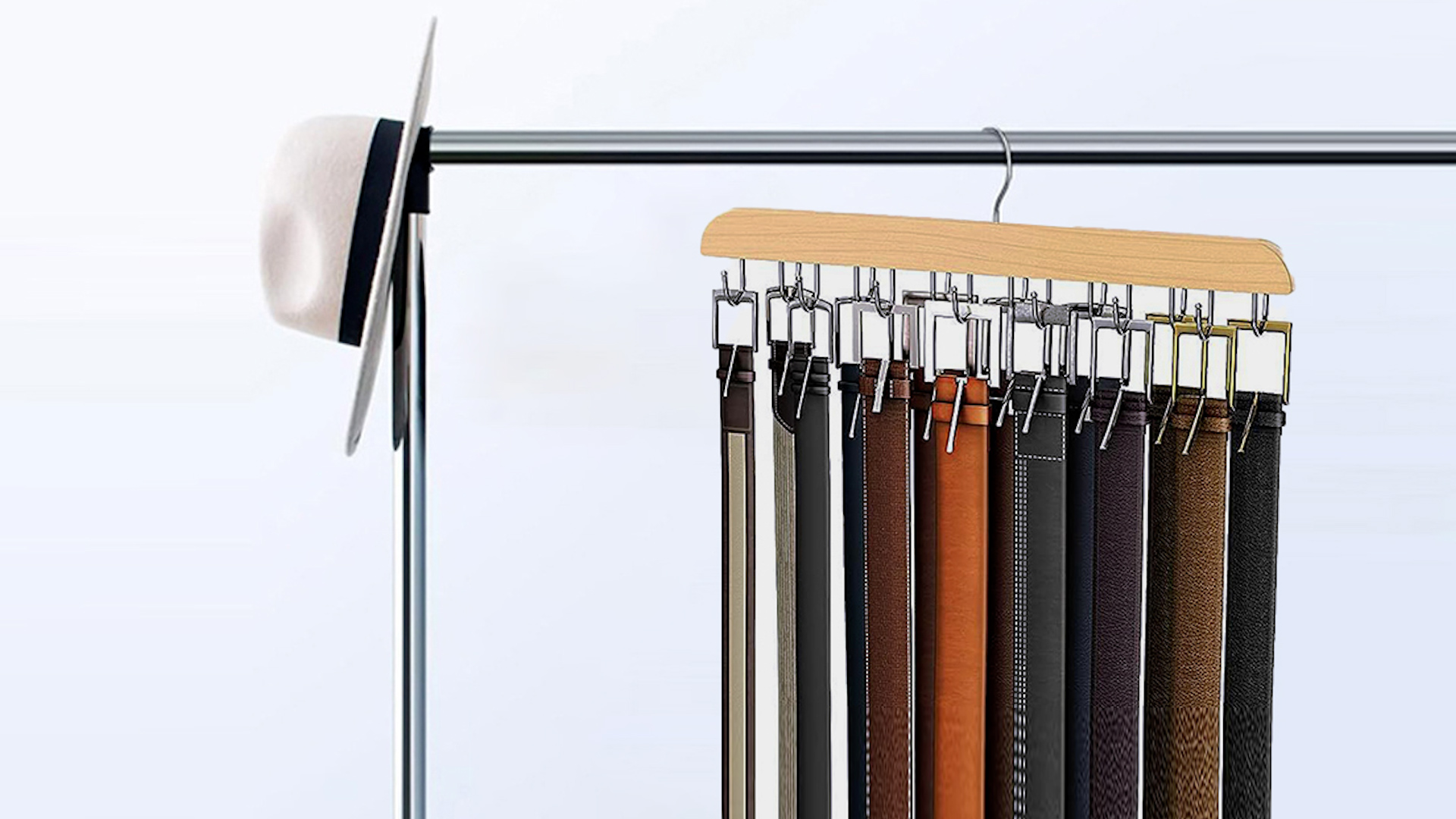 Organizzatore Girevole Per Cravatte E Sciarpe In Legno Con 24 Ganci, Ruota A 360° - Perfetto Per Armadio