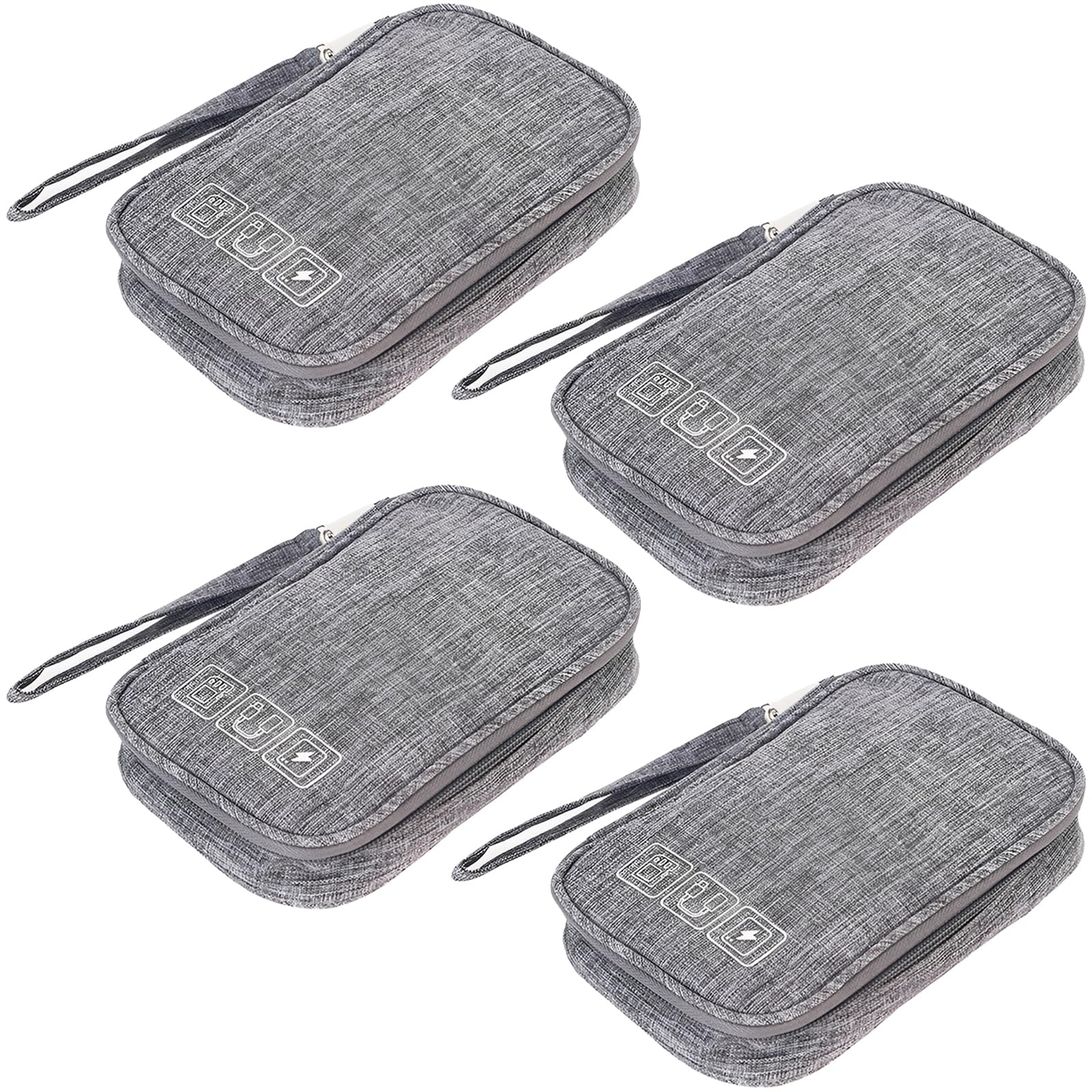 PTMTFYL 4 Pcs Travel Cord Organizer Case, Cable Organizer Pouch, Portable Waterproof Electronic Accessories Storage Bag for Cord, Charger, Phone, Earphone