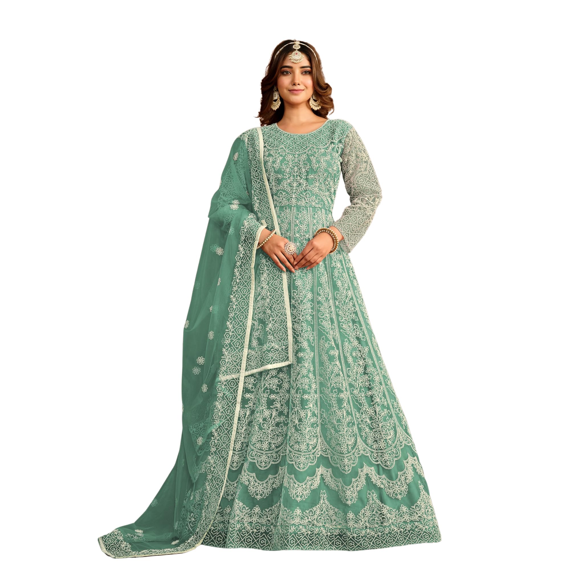 Wedding Party wear Women Dress Indian Handmade Anarkali Kurti, Pant with Dupatta