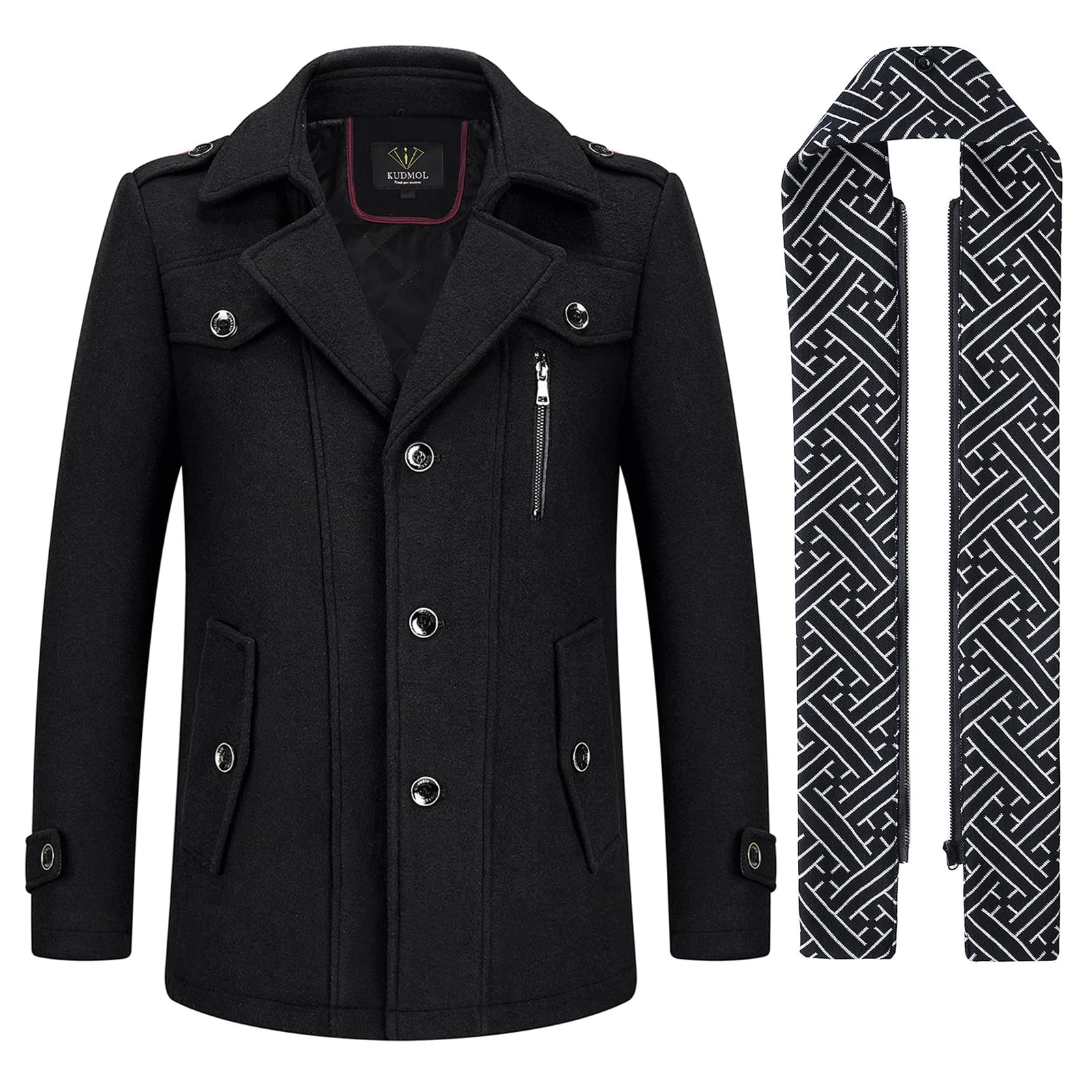 Manteau Homme en Laine Hiver Chaud Trench-Coat Homme Caban Pardessus Épais Business Slim Fit Overcoat