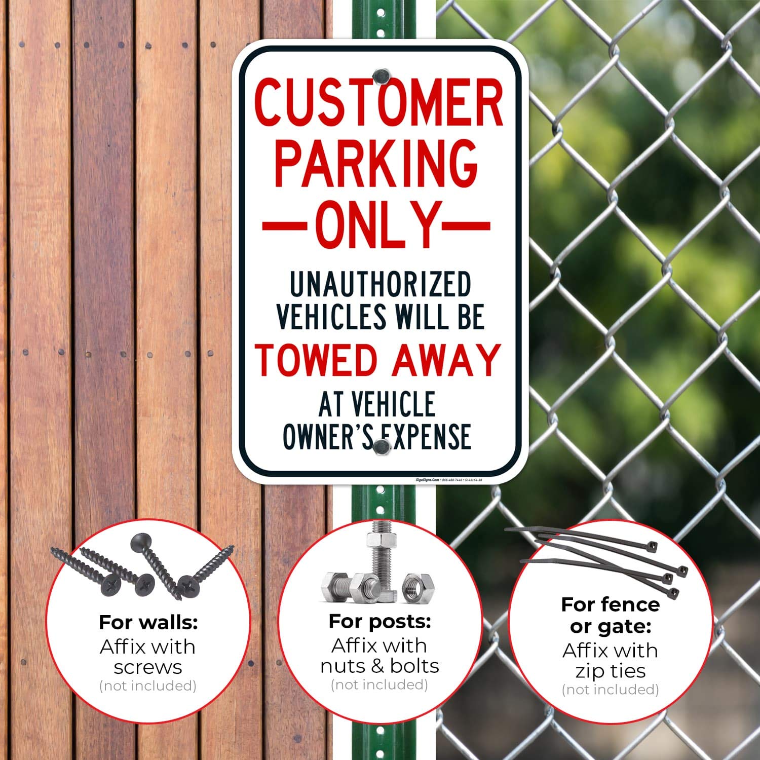 Customer Parking Only Sign, 12x18 Inches, Rust Free .063 Aluminum
