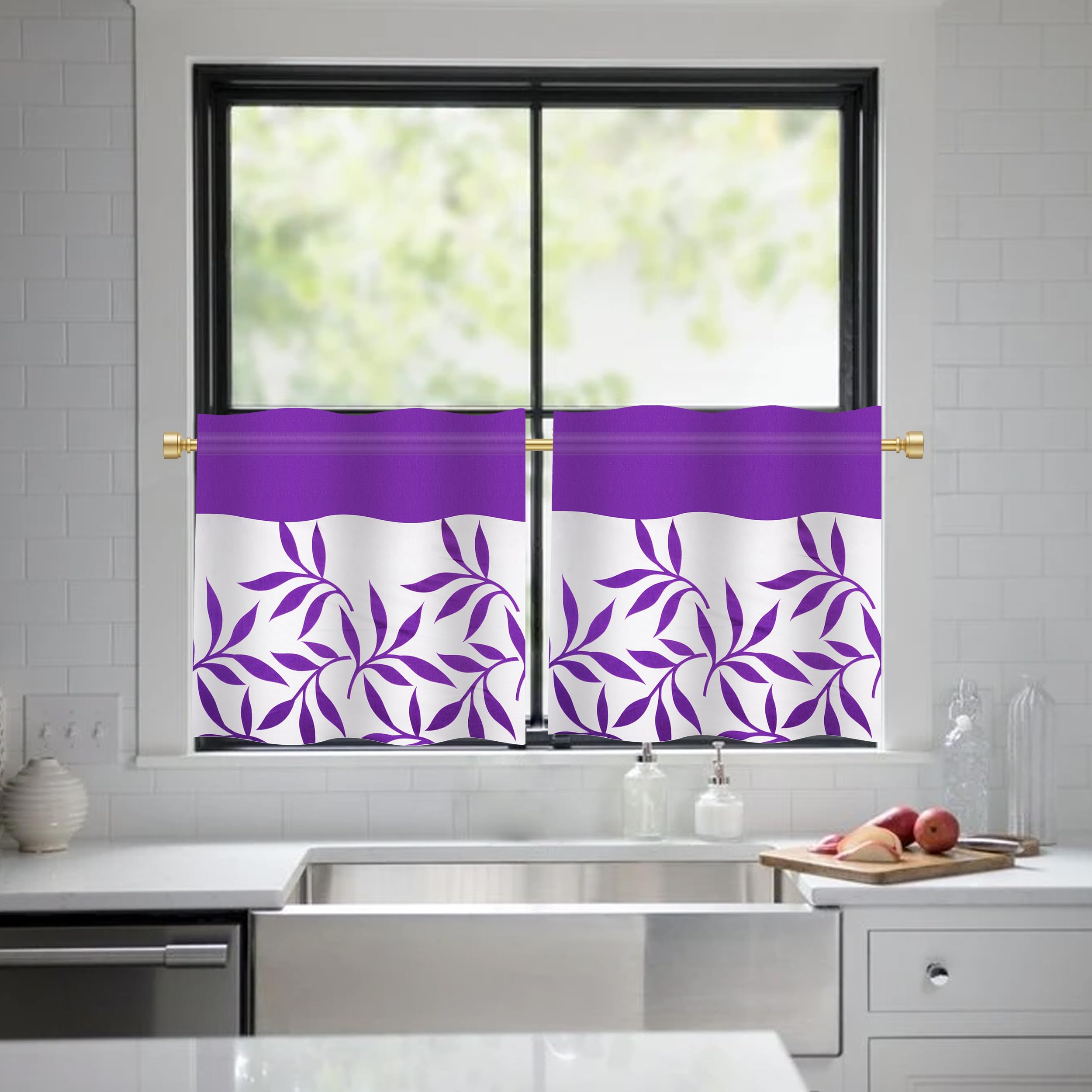 See full amazon price history chart for HIMS Long Leaf Washroom/Kitchen Window Curtains,Rod Pocket Short Window Curtains for Kitchen (Width 26 Inch X Length 30 Inch) - Pack of 2 Piece Purple HIMS Long Leaf Washroom/Kitchen Window Curtains,Rod Pocket Short Window Curtains for Kitchen (Width 26 Inch X Length 30 Inch) - Pack of 2 Piece Purple (B0CV42DCW1) Amazon Price History, Amazon Price Tracker
