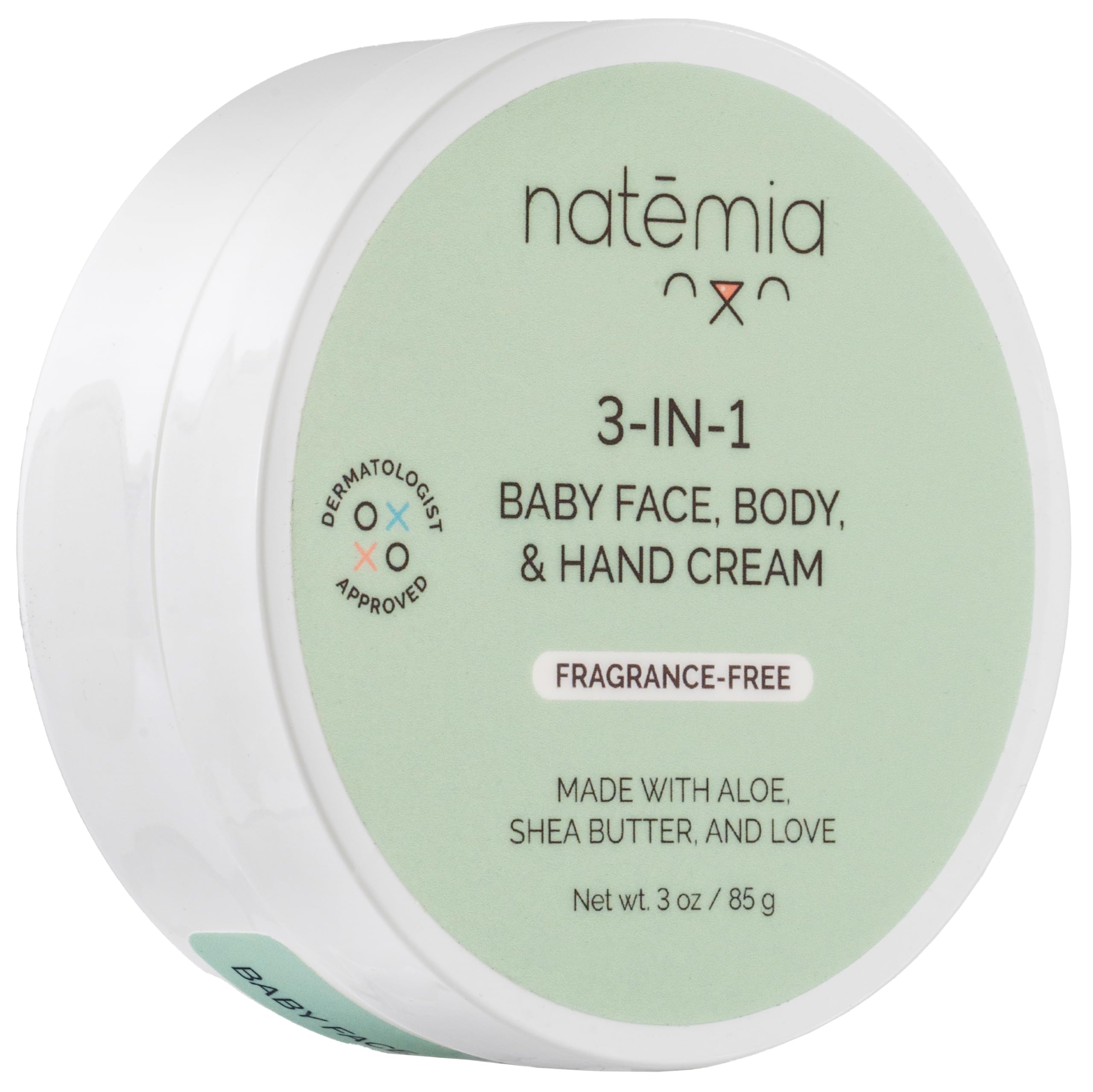 NatemiaBaby Moisturizing Cream for Face, Body, & Hands - Baby Lotion for Newborn, Baby Cream for Dry Skin, Formulated with Natural Shea Butter and Aloe Vera to Hydrate Skin, Baby Body Lotion, 3 oz