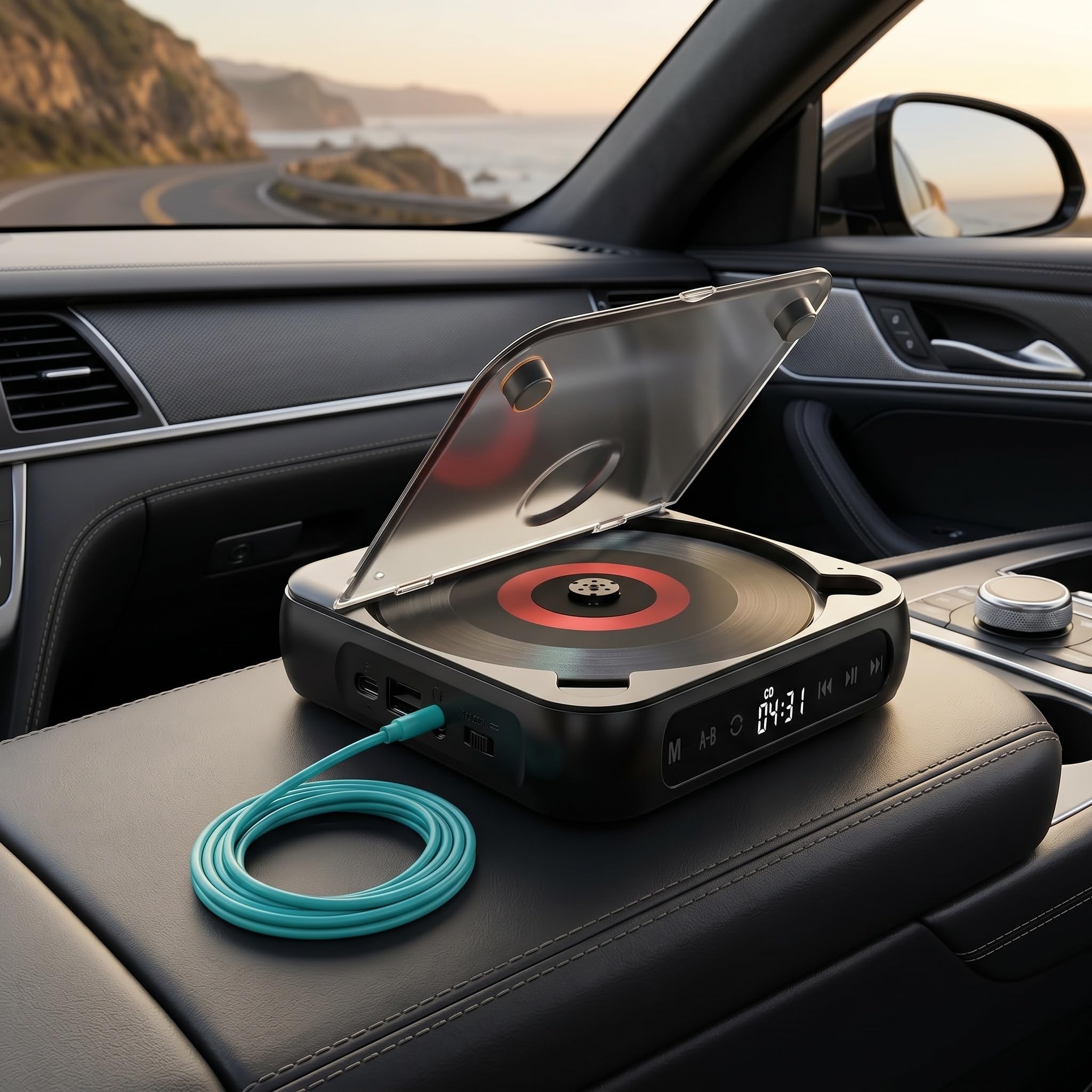 Reproductor De CD Portátil Bluetooth: Sonido De Alta Fidelidad, Recargable, Reproducción Inalámbrica/con Cable, Compatible con CD/CD-RW/mp3, Compacto Y Green 135x135x25mm