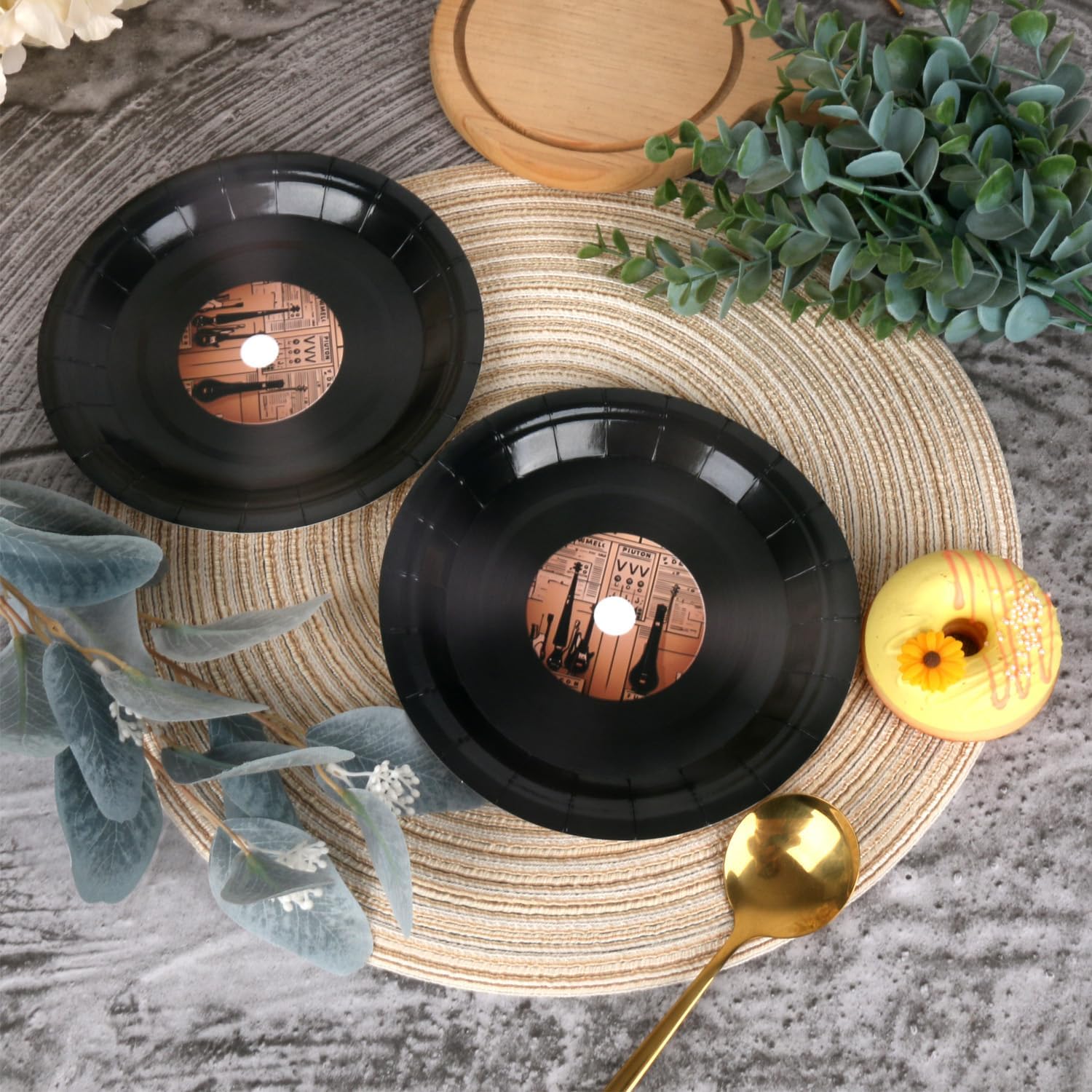 レア皿chicanorapレコード12枚セット Amazon.co.jp: Pandecor レコード使い捨て紙皿 50枚 7インチ ケーキ