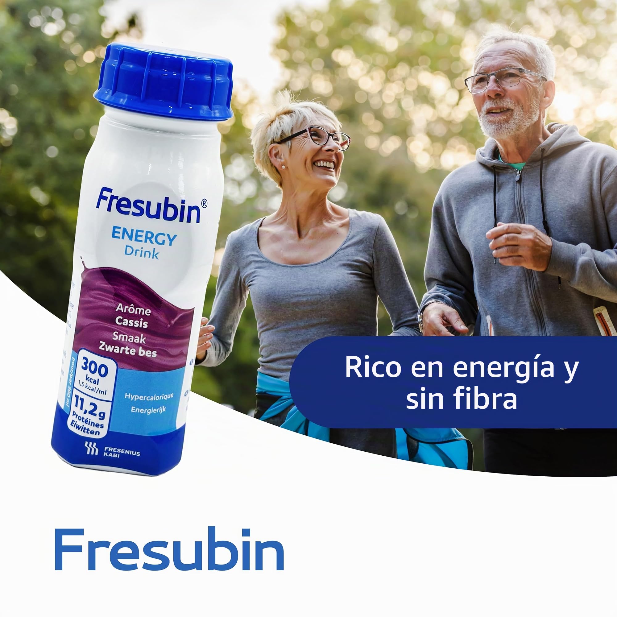 Fresubin Bebida energética – Frutas del bosque de alimentos altos en calorías de Fresenius Kabi, 300 kcal por botella, baja en lactosa, sin fibra, ideal para desnutrición (200 ml (24 unidades), fruta