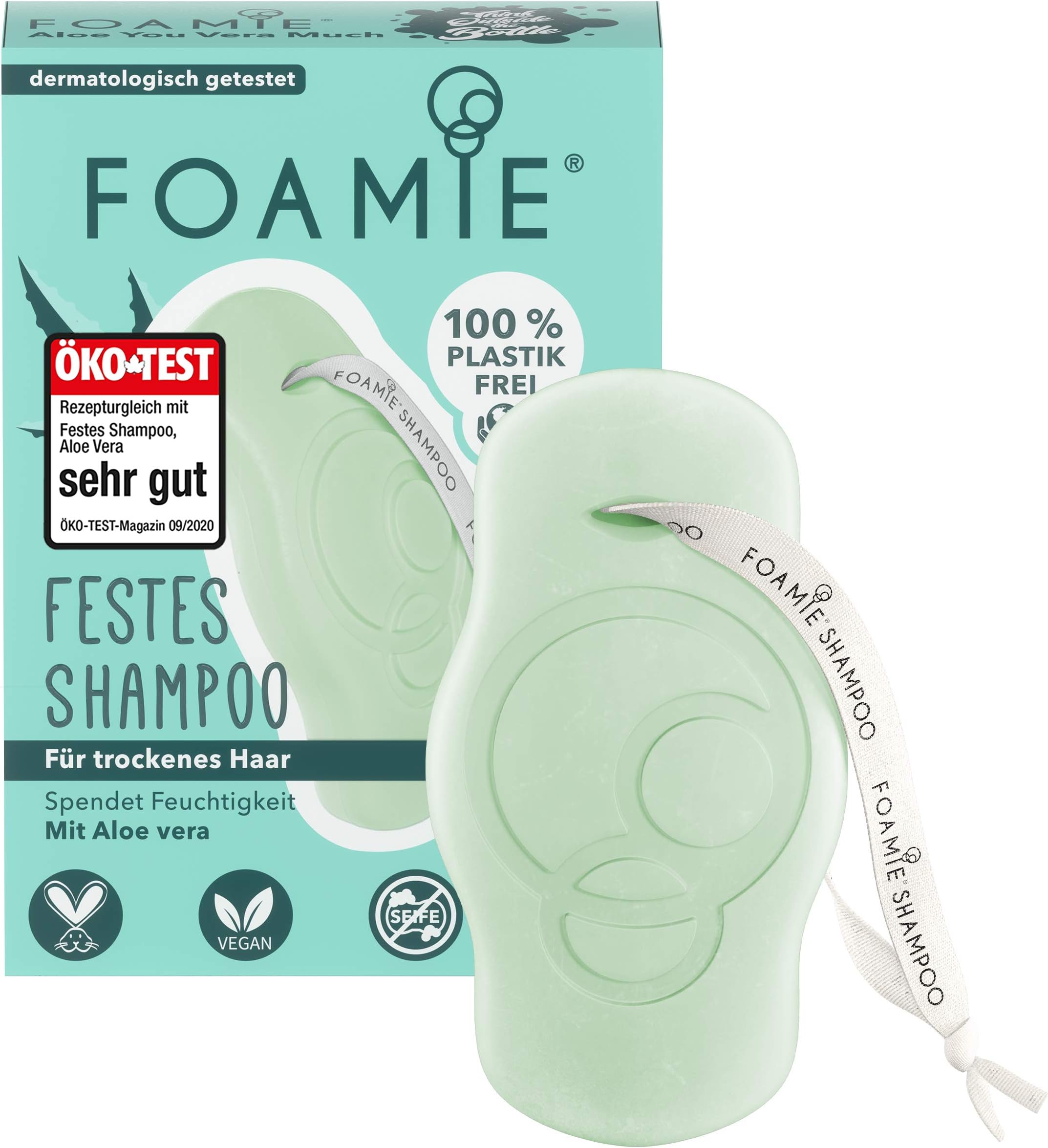 Shampoo Bar, Aloe - Moisturising for Dry Hair - Plastic-Free, pH-Balanced, Soap-Free, No Nasties, Vegan - Perfect for Travel