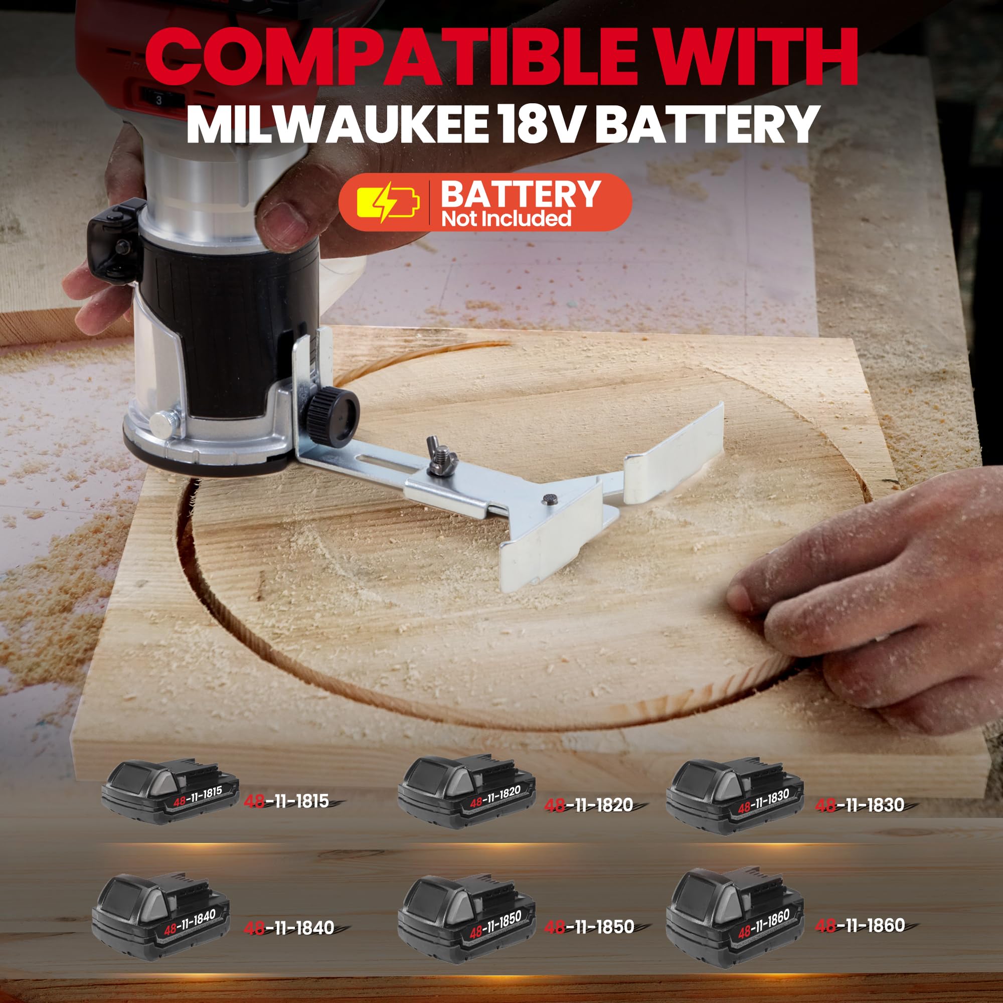 Cordless Palm Router – Brushless 800W, 10,000–30,000 RPM, 1/4" Collet, Fits Milwaukee M18 Battery (Bare Tool Only)
