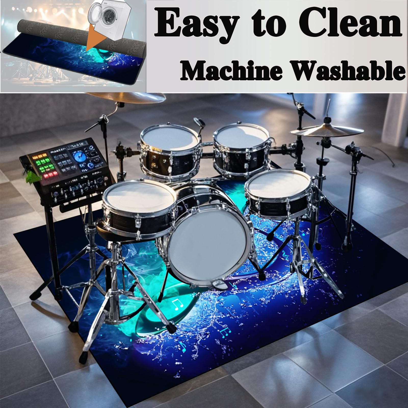 Drumtapijt mat geluiddicht tapijt drummen drumtapijt drumtapijt voor drummers buiten elektronische drumstel praktijk muziek tapijt vloerbescherming drumtapijten instrument vloermat 120 x 80 cm