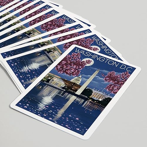 Miniatura 5 de Lantern Press Washington, DC, escena nocturna (52 cartas de juego, baraja de cartas de tamaño póquer con comodines)