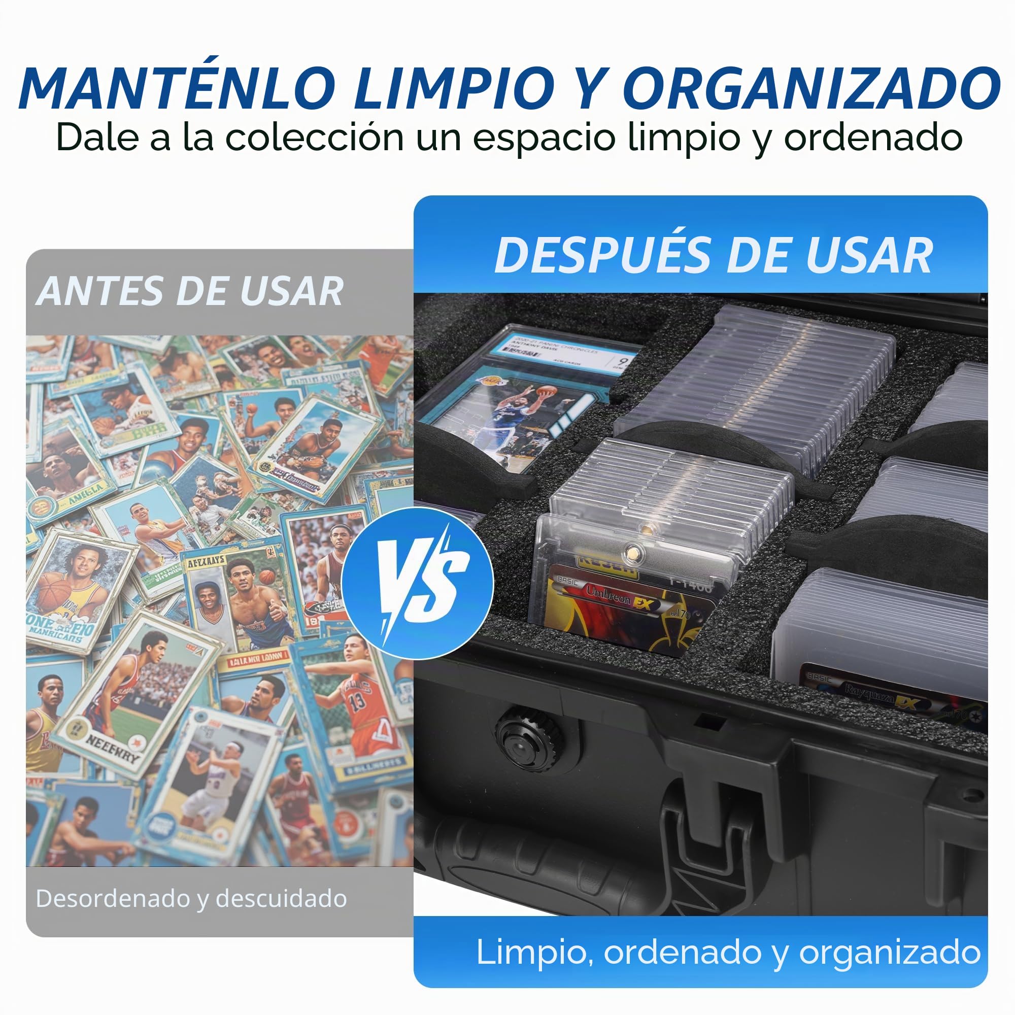 Top Loader Caja de almacenamiento para 3" x 4" 35PT Top Loaders, caja de almacenamiento de tarjetas graduadas con separadores extraíbles, caja de carga superior compatible con tarjetas
