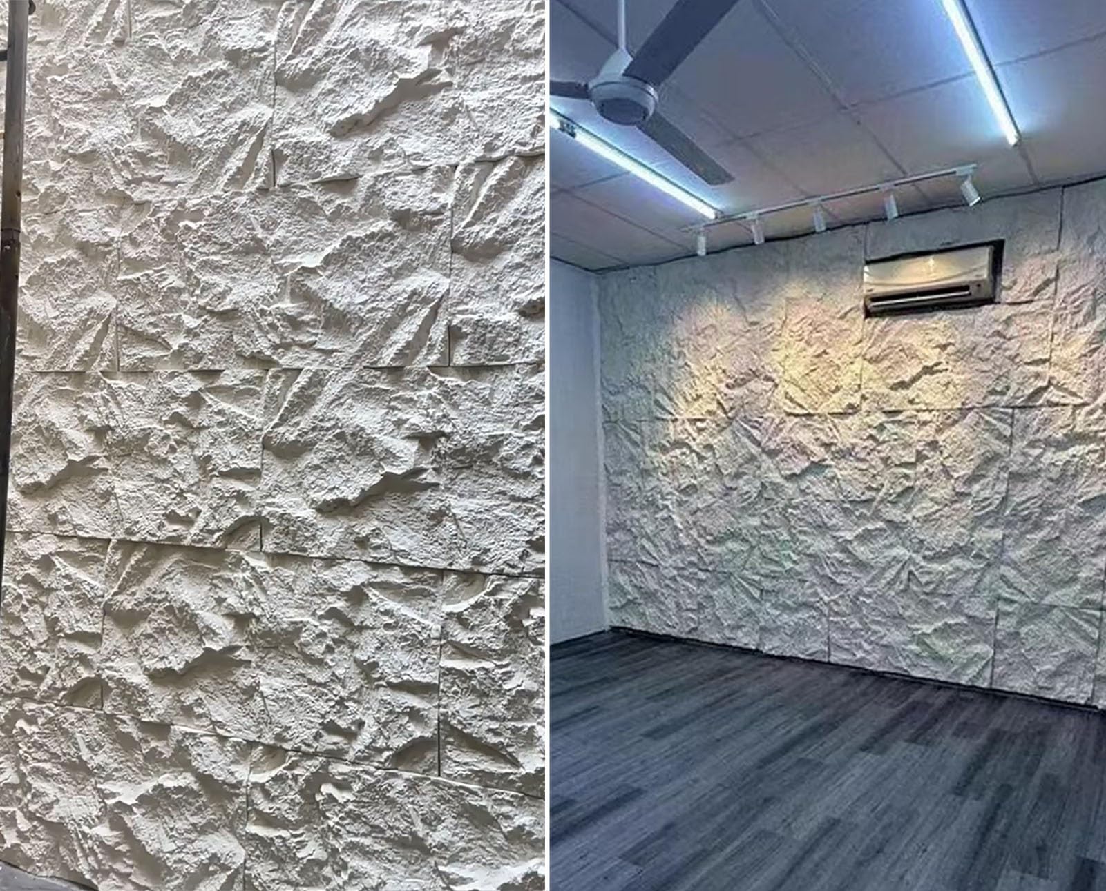 Revestimiento de Pared Moderno con Arte 3D, Revestimiento de Piedra Artificial para Exterior e Interior, Molde Decorativo con Textura de PU Impermeable (Blanco, 1 Unidad)