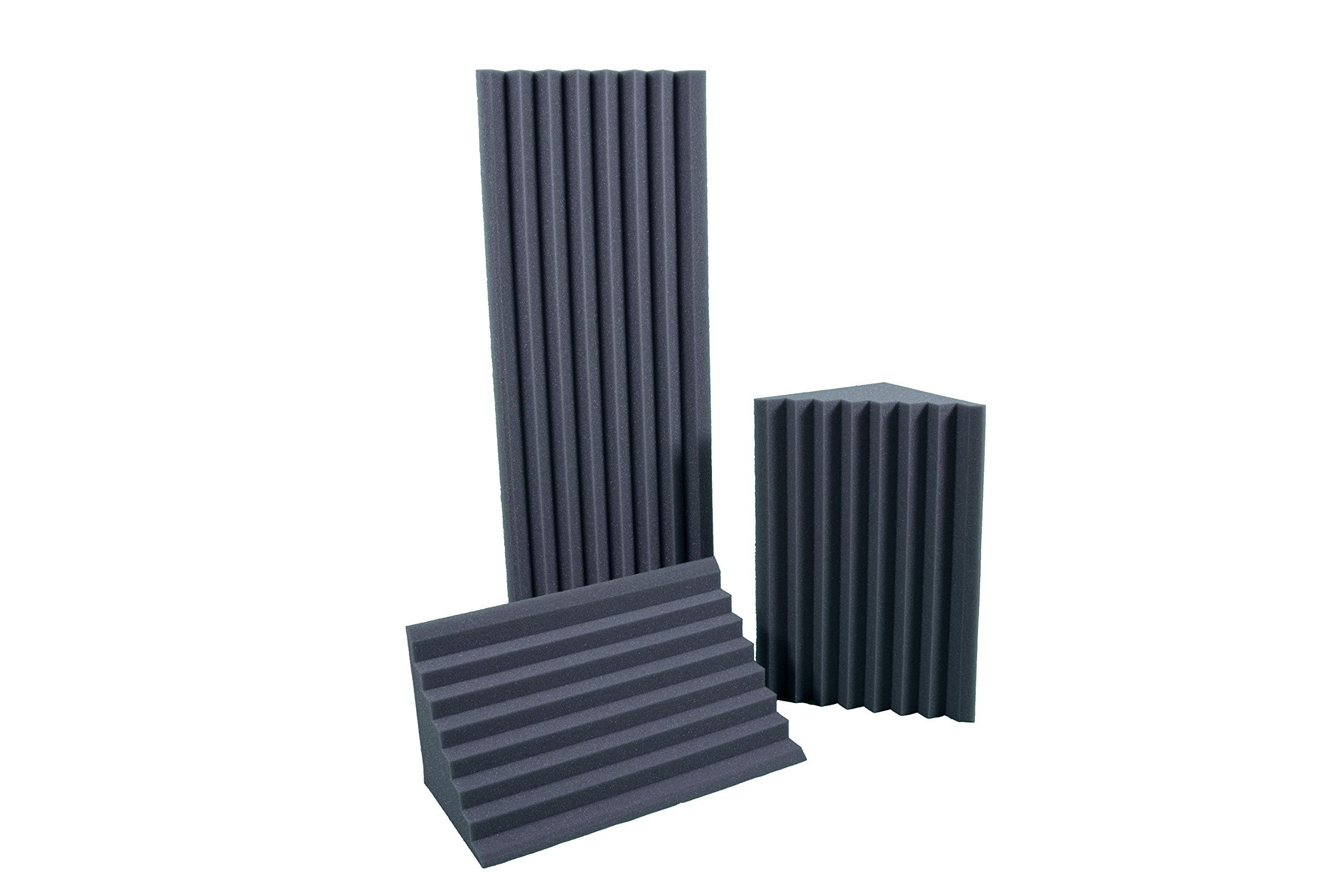 Keyhelm - Bass Traps Pannello Fonoassorbente Angolare Nero in Poliuretano 100% | Pannello Scanalato per Correzione Acustica, Densità 25 kg/m³, 25x25x100 cm, Pacco da 2 Unità | Made in Italy