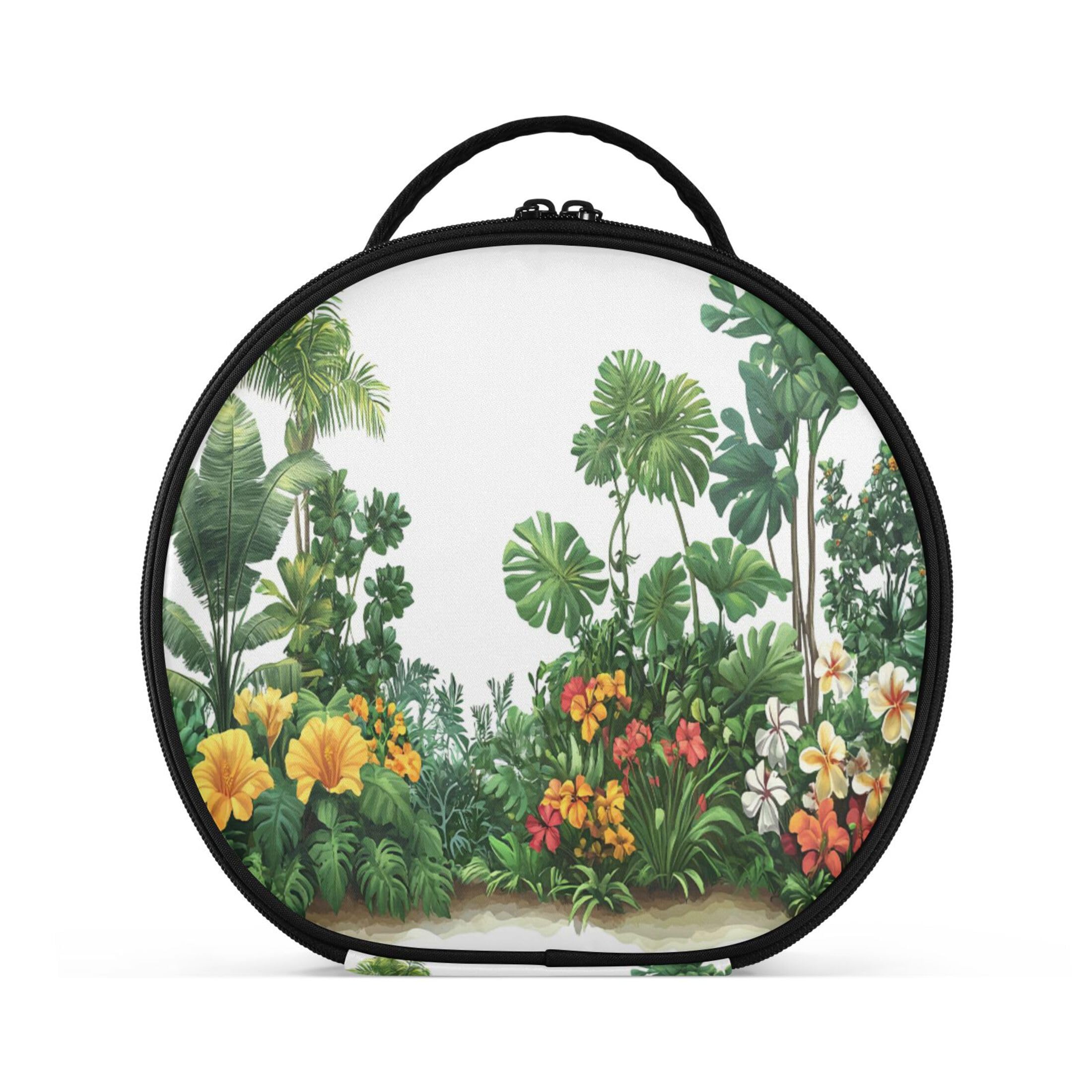 Takiito Tropical Plants Flowers Travel Makeup Case Portable Makeup Box Artist Cosmetic Case Organizer With Adjustable Dividers