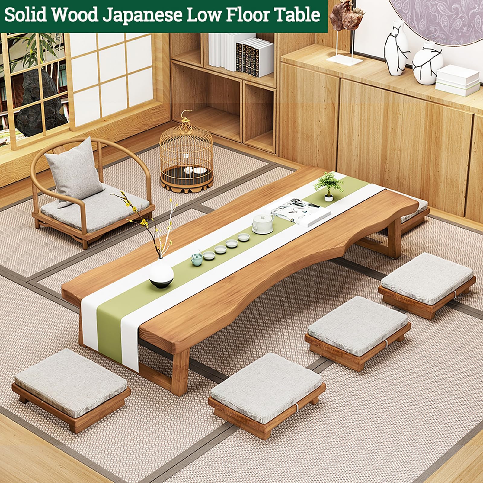 Amazon.com: Japanese Floor Table,Solid Wood Low Table for Sitting