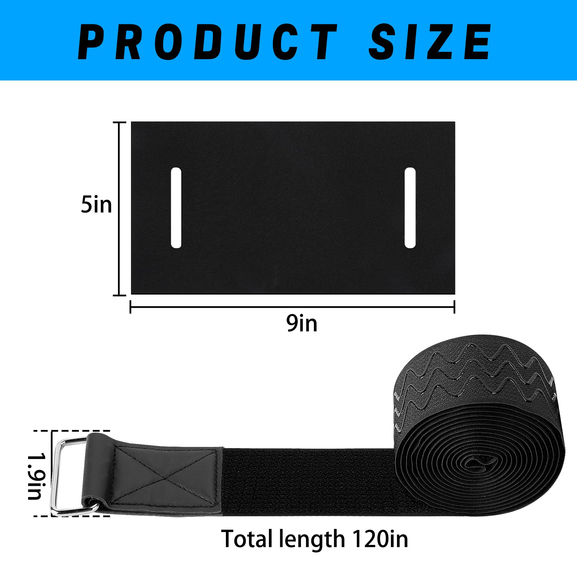 Nkiy Quen 2 Set 120 Inch Anti-Slip Floating Water Mat Straps,Extra Long Floating Pad Strap with Pad Protectors and Metal Buckle,Reusable Neoprene Water Mat Straps for Storing Pad