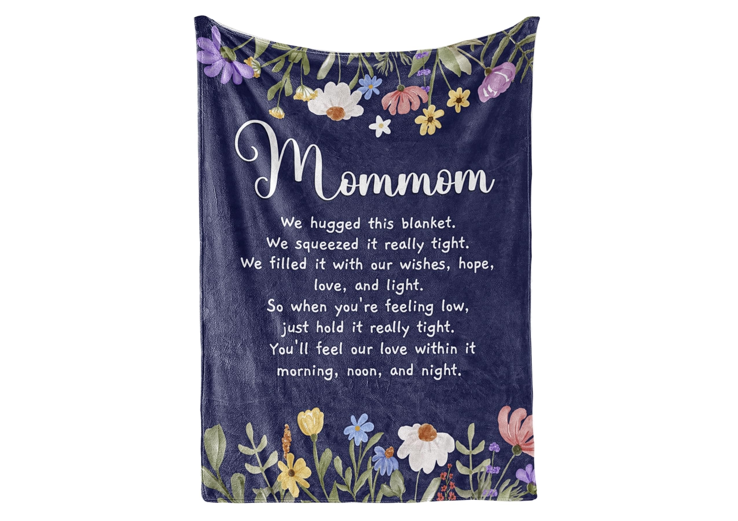 InnoBeta Mommom Gifts, Grandma Gifts for Mommom, Flannel Throw Blankets on Mother's Day, Christmas, Birthday, 60" x 80", Blue Flowers