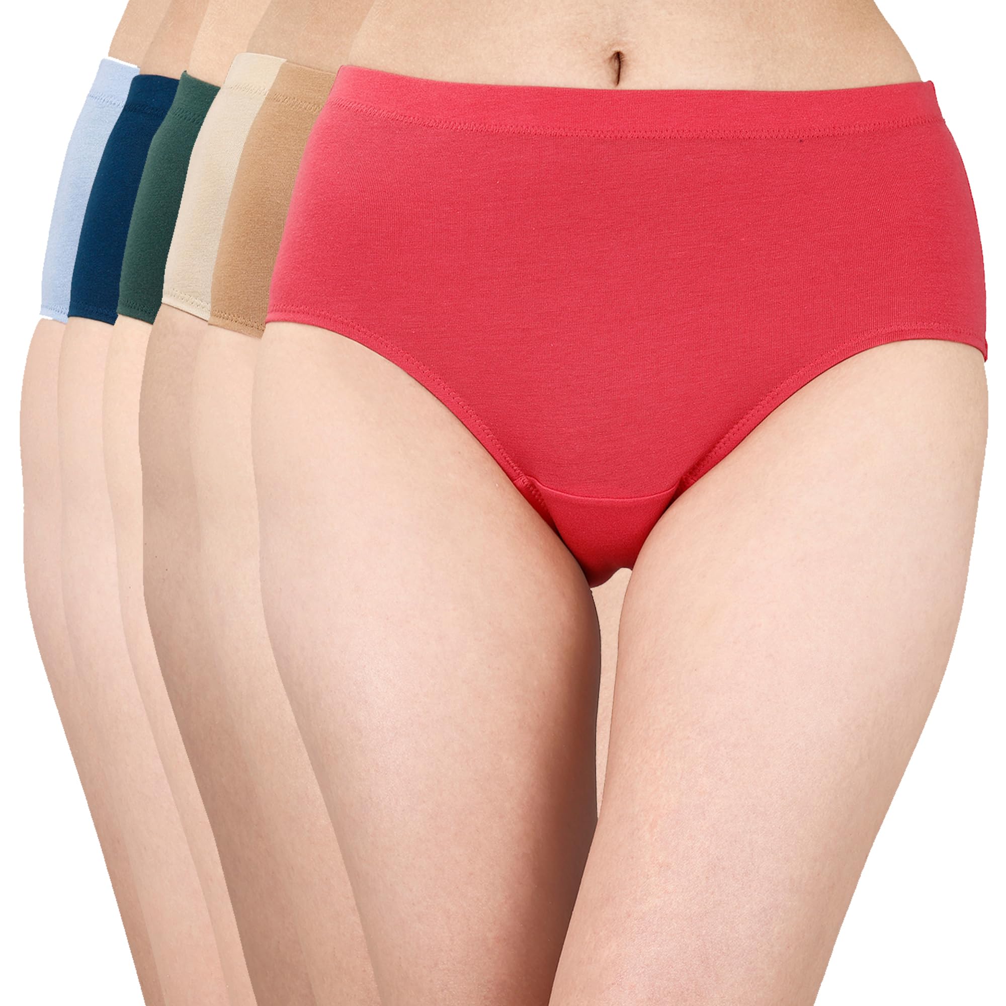 Women High Waist Full Coverage Solid Cotton Briefs (Assorted Pack of 6)-image-39