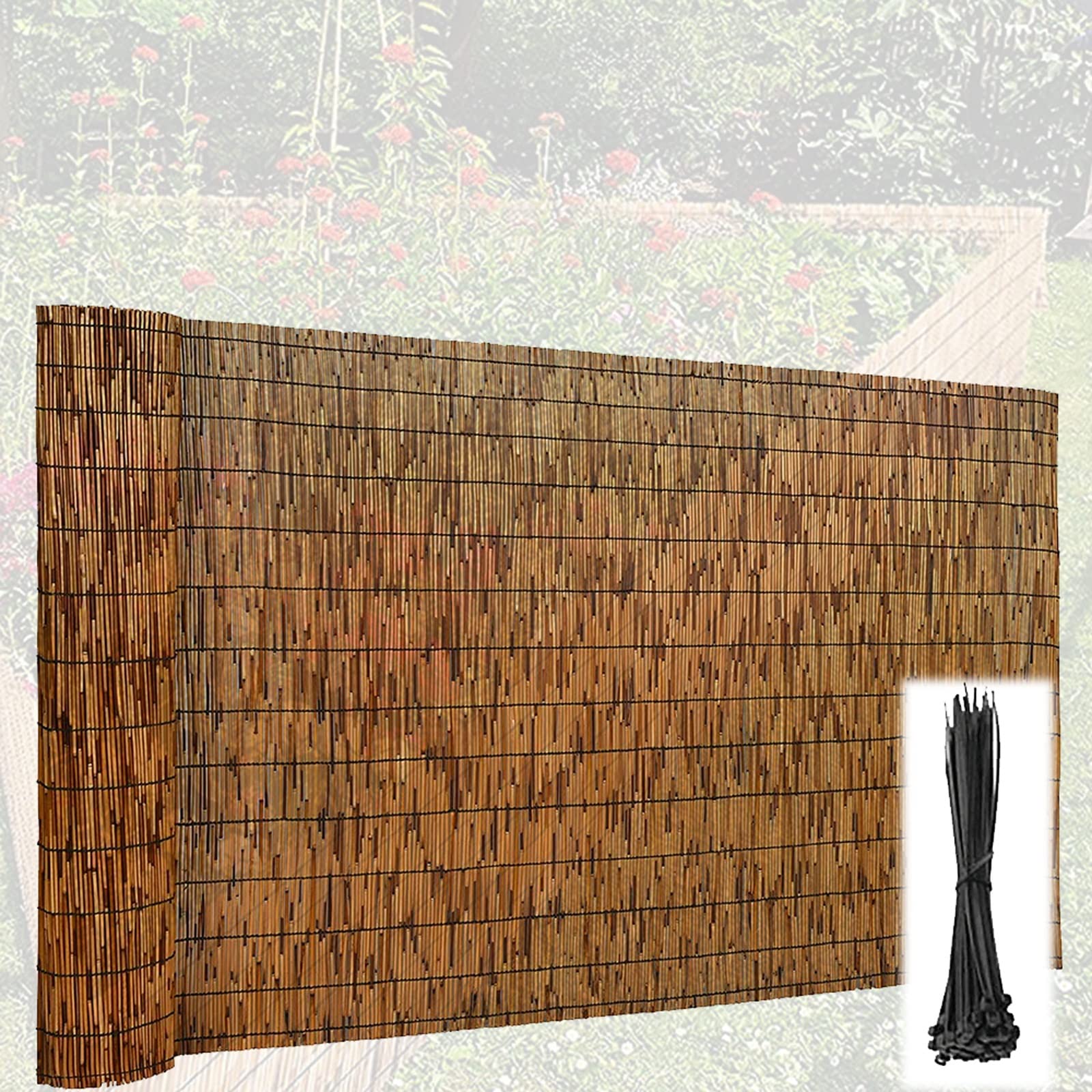 HSPLXYT Natural Reed Fencing Rolls, 2FT/3FT/4FT Reed Screen Curtain Balcony Reed Fence Bamboo Screen Fencing for Outdoor Backyard Patio (Size : 145x1005CM(4.7x33ft))