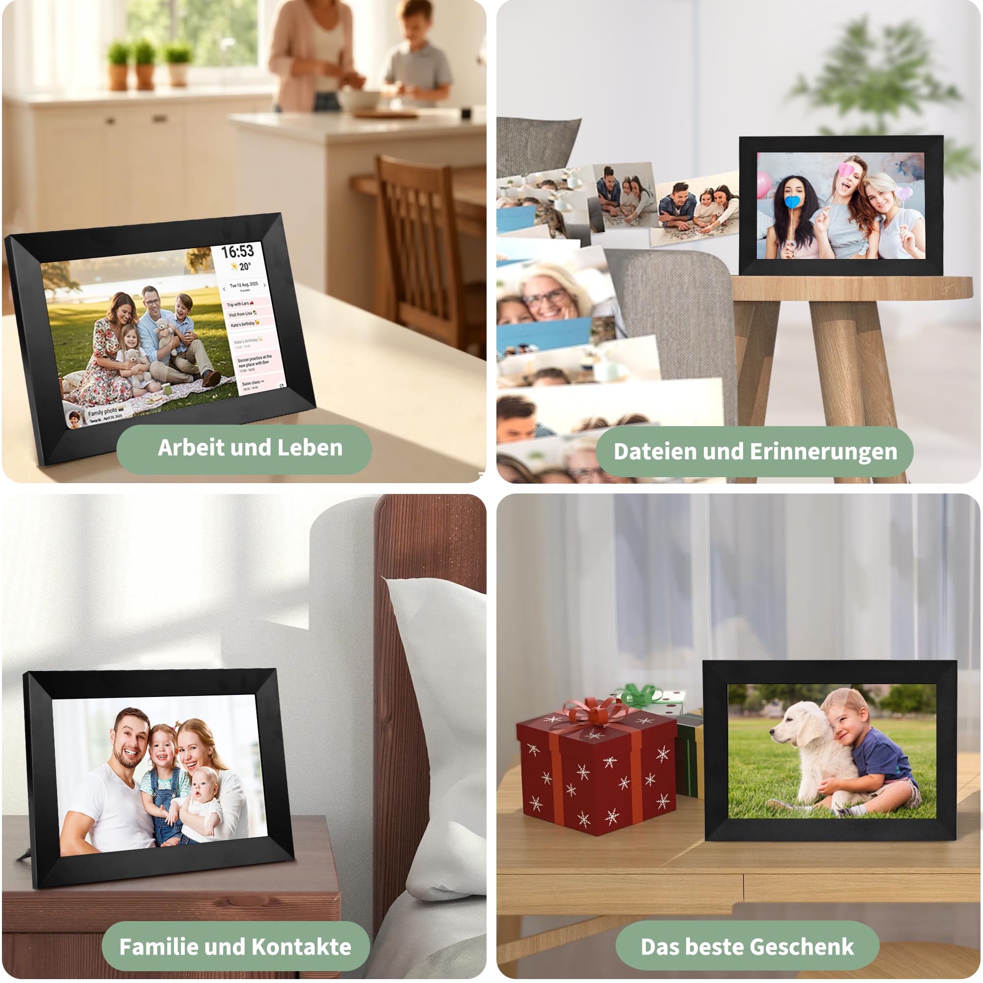 Veidoo Frameo 10.1 Zoll 32GB WiFi Digitaler Bilderrahmen 1280x800 HD IPS Touchscreen