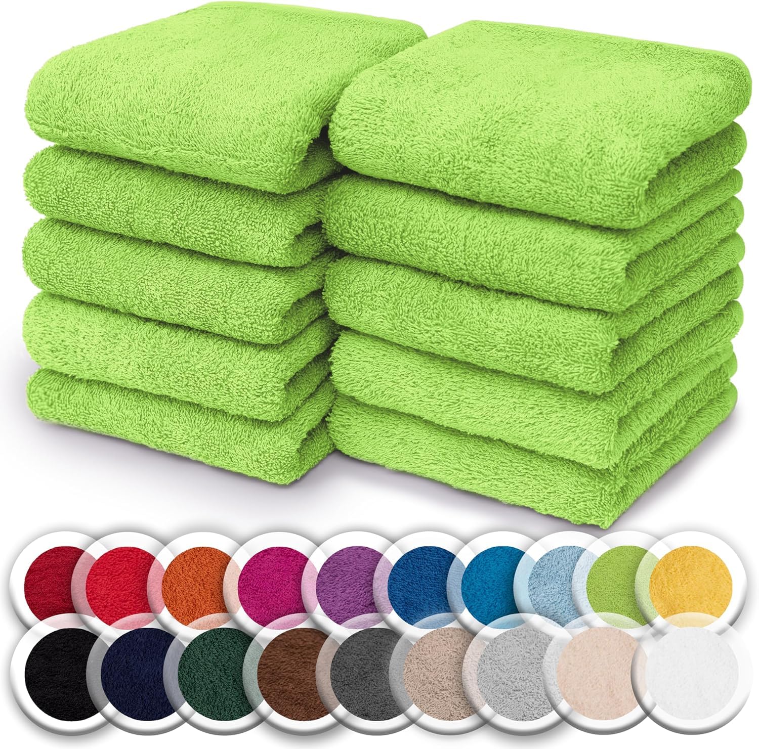 NatureMark Juego de 10 toallitas de Rizo para Cara y Manos – 100% algodón, Suaves y absorbentes – 30×30 cm, Verde Oscuro — view 21
