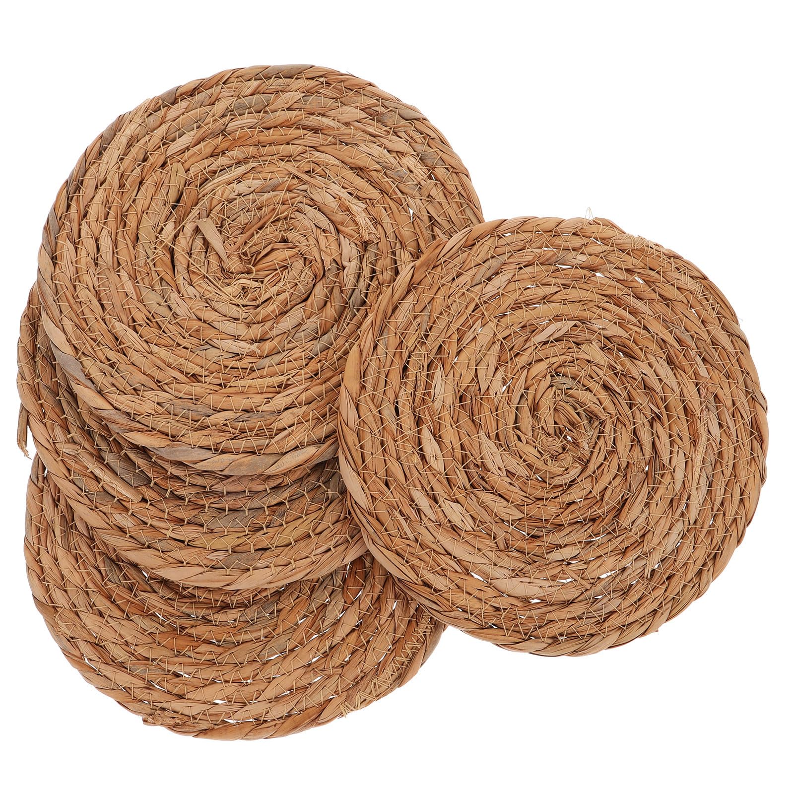 Posavasos de paja con aislamiento térmico, 4 alfombrillas redondas antideslizantes para juegos de té y mesas de comedor, protección perfecta de mesa y decoración