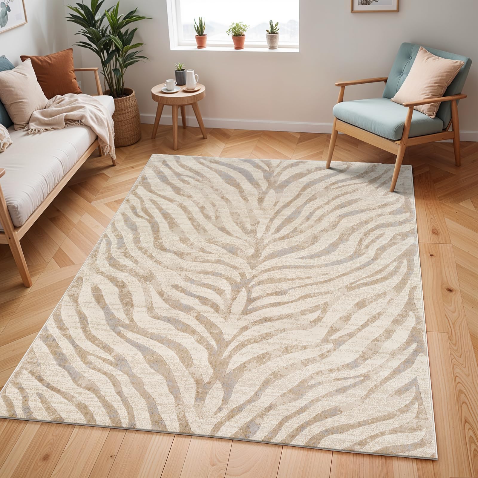 Surya Luanda Tapis de Salon, Style bohème, Grand Tapis pour Chambre à Coucher, 160 x 220 cm, pour Salle à Manger, avec Motif géométrique, scandinave Moderne, Gris Clair et Beige