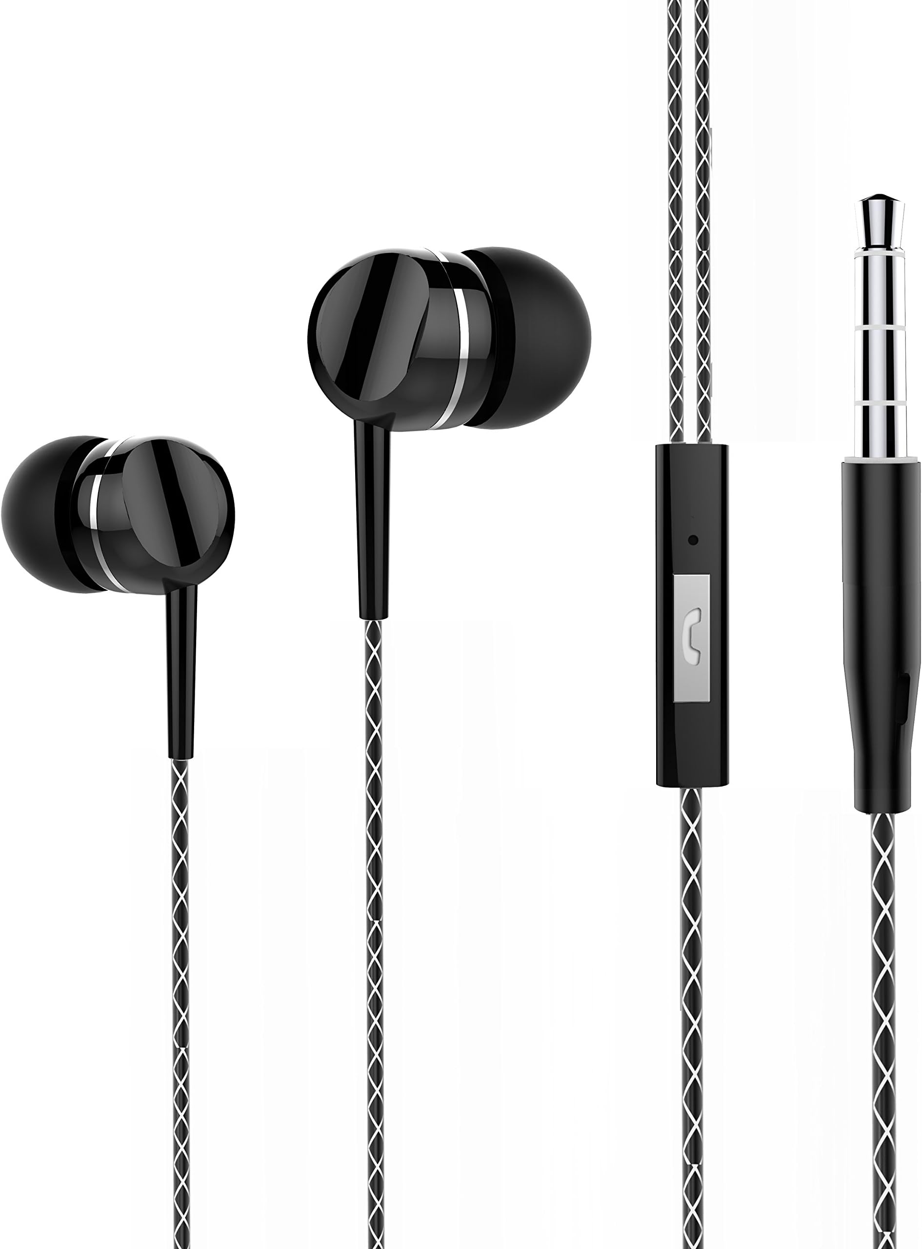 Earphones, XuDirect S340S In Ear Headphones with Mic High Fidelity Earbuds Black