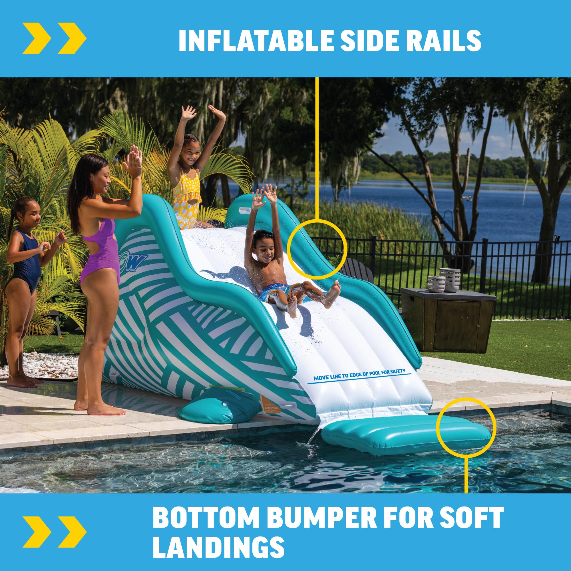Wow Sports Wiggler - Tobogán Inflable con Tope Central, Accesorio para Manguera de jardín, Juego acuático en el Patio Trasero, niños y Adultos