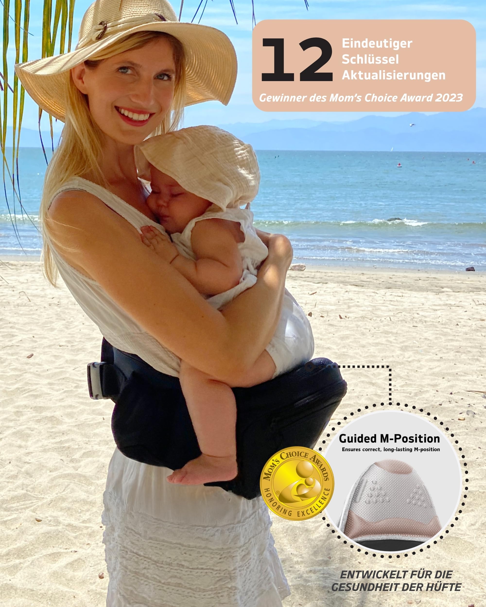 Hüfttrage mit Verlängerung & Baby Hüftsitz - Mom's Choice Award Gewinner, Sicherheitsgeprüfte Hüfttrage Kleinkind, Ergonomische Tragehilfe für Neugeborene & Babys 3-20 kg (Schwarz)