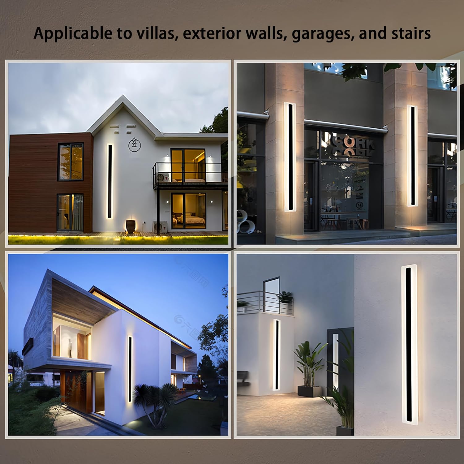 Outdoor Long Wall Lamp Modern LED Waterproof IP65 Outdoor Wall Mount Lighting Fixture, Modern Porch Lights Wall Sconce, Long Linear LED Wall Lamp Outside Lighting for Garage (Cool White, 12 inch)