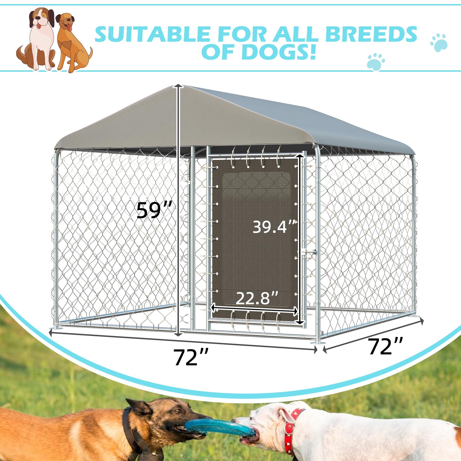 Erinnyees Outdoor Dog Kennel With Roof 6x6 Dog Kennel Outside