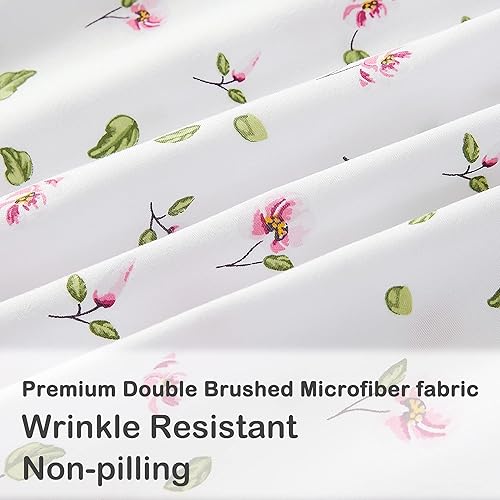 Miniatura 6 de Mooreeke Juego de sábanas de microfibra suave y transpirable con estampado floral, sábana bajera antideslizante con bolsillo profundo incluido,