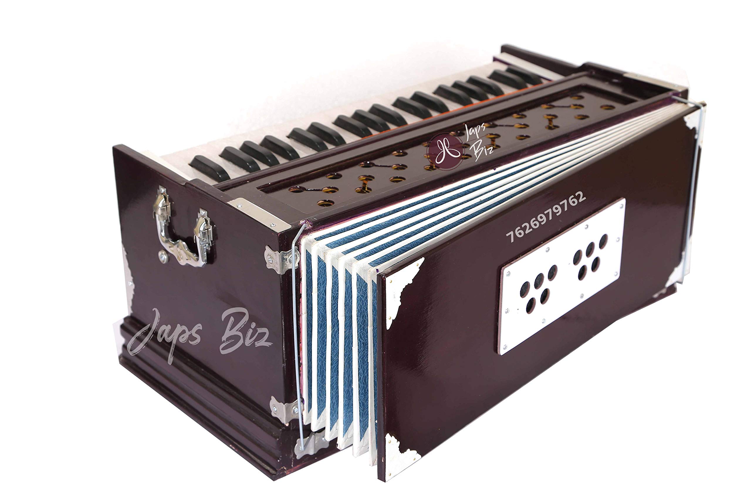 JAPS BIZ® Harmonium 3 1/4 Octave, 7 Stopper 7 Bellow, 39 Keys, Two reed Bass Male High Sound long Sustain with Free Carry bag-image-40