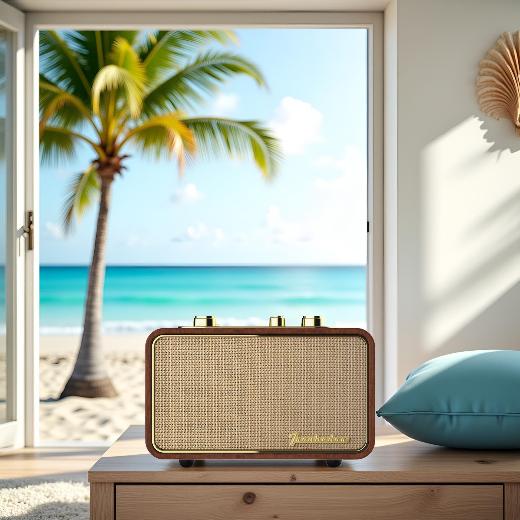 Portable Bluetooth Speaker Retro Bluetooth Speaker Wireless Vintage AM/FM Radio, Electronic for Home/Office, Vintage Decor Birthday Gift Her/Him (Apur Retro Dark Wood)