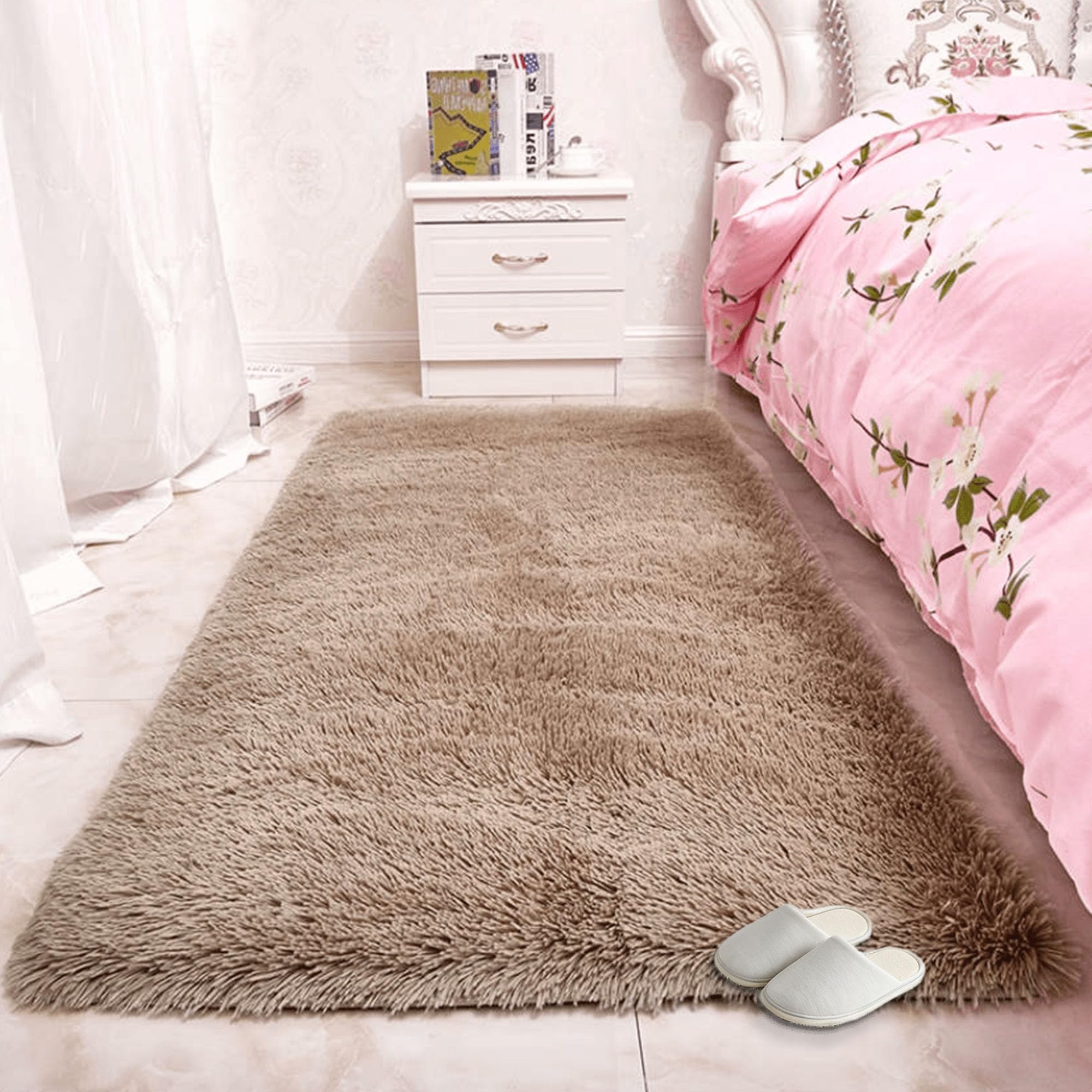 Grand tapis de salon 130x220 cm camel moquette moelleuse