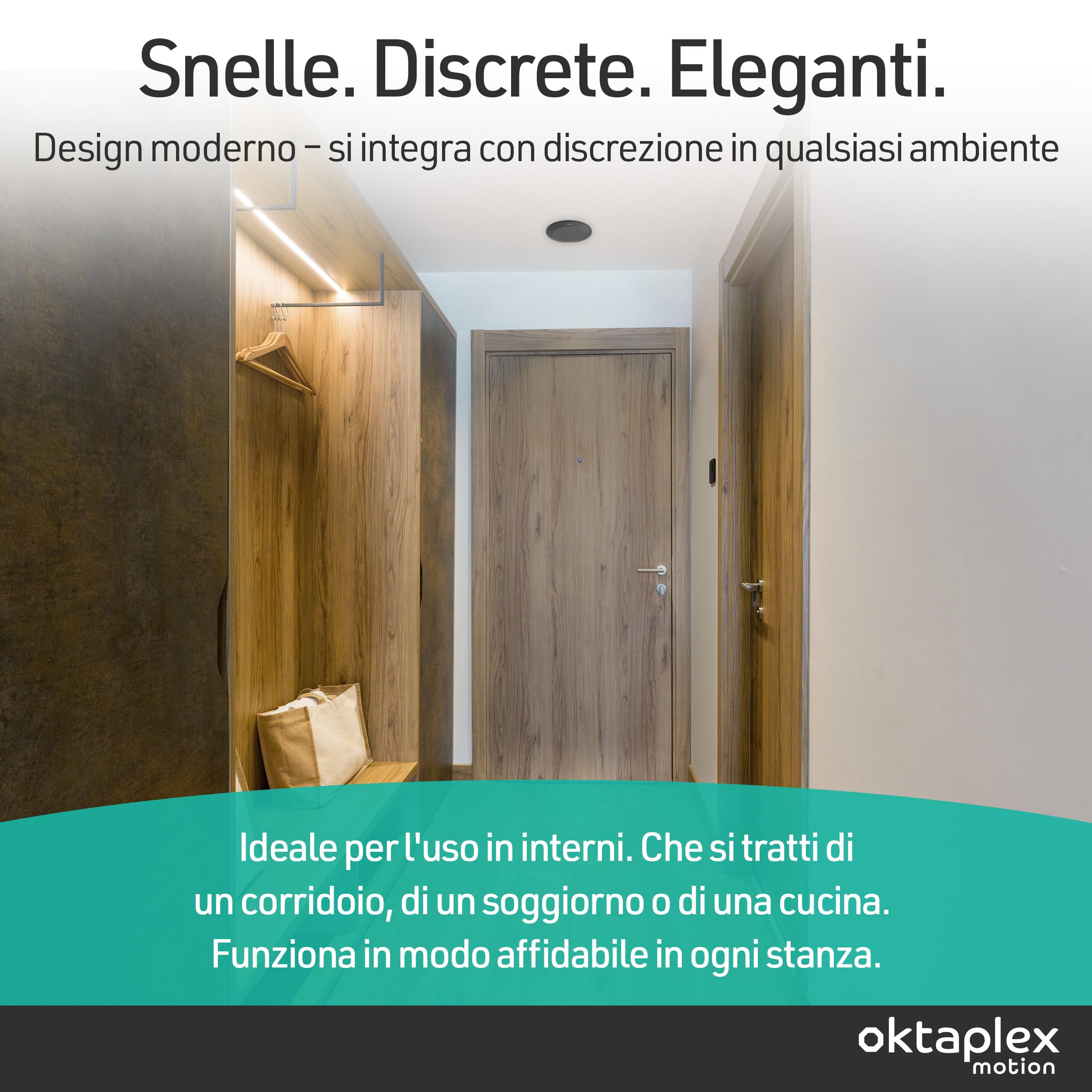 Oktaplex Isa - Set di 2 rilevatori di presenza a soffitto, ultra piatti, 22 mm, sensore radar da 24 GHz, sensore di rilevamento della presenza, sensore di movimento HF a 360°