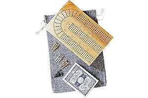 4-Player Folding Cribbage Board with Burlap Bag