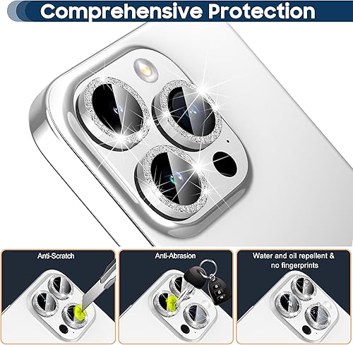 Miniatura 4 de Suoman Protector de lente de cámara para iPhone 15 Pro Max, protector de lente de cámara 15 Pro, ajuste perfecto anillo de metal brillante para