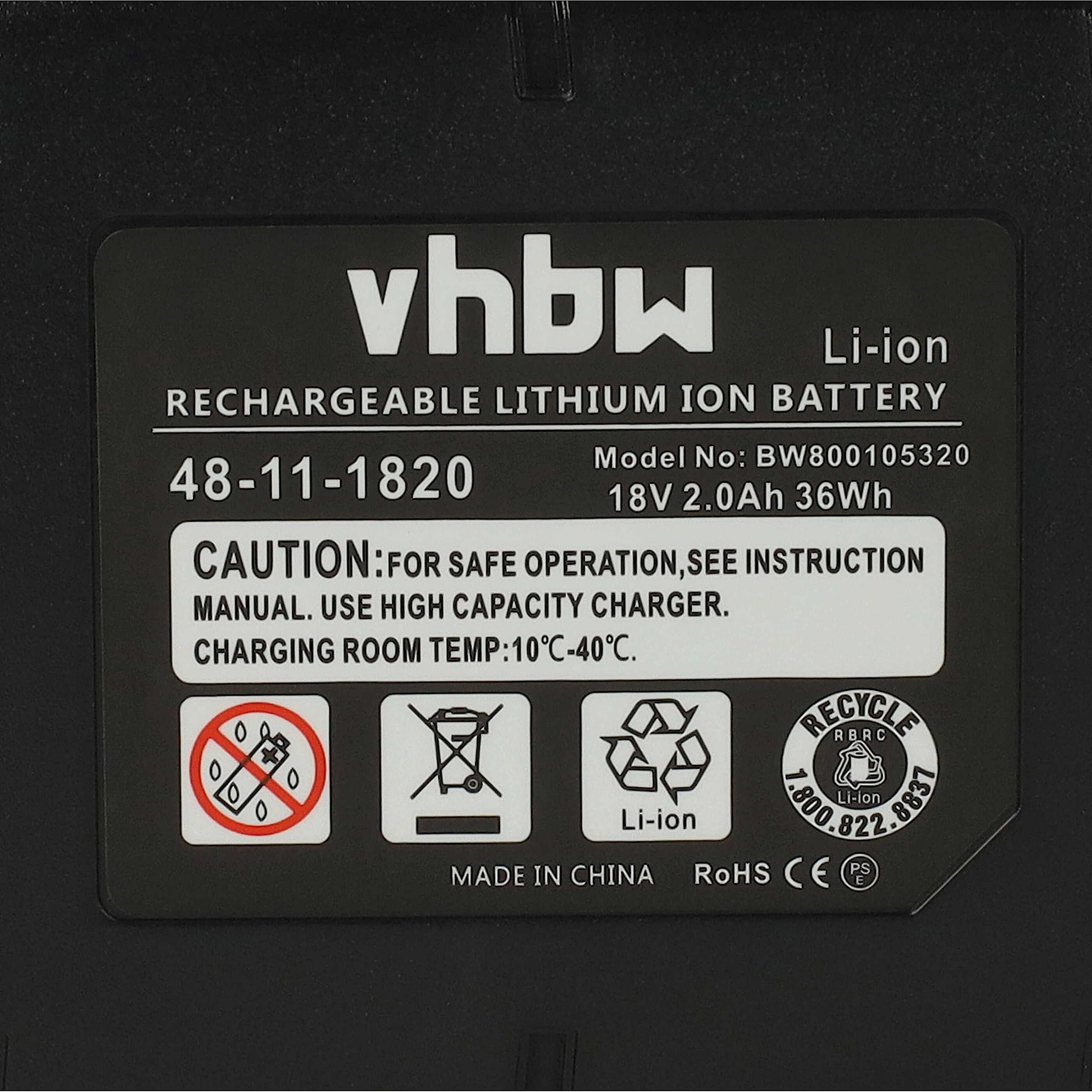 vhbw batteria sostituisce 48-11-1430, 48-11-1815N, 48111820, 48111815, 2198323, 48-11-1815 per utensile (2000 mAh, Li-Ion, 18 V)