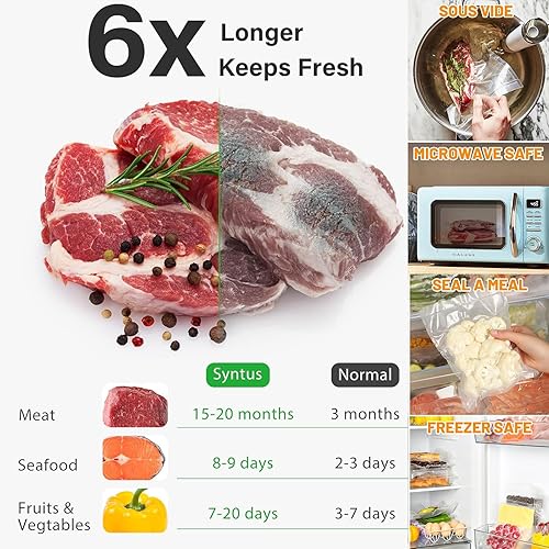 Miniatura 3 de Bolsas selladoras al vacío de 50 galones para guardar alimentos, bolsas de congelador de 11 x 16 pulgadas, precortadas, almacenamiento de alimentos,