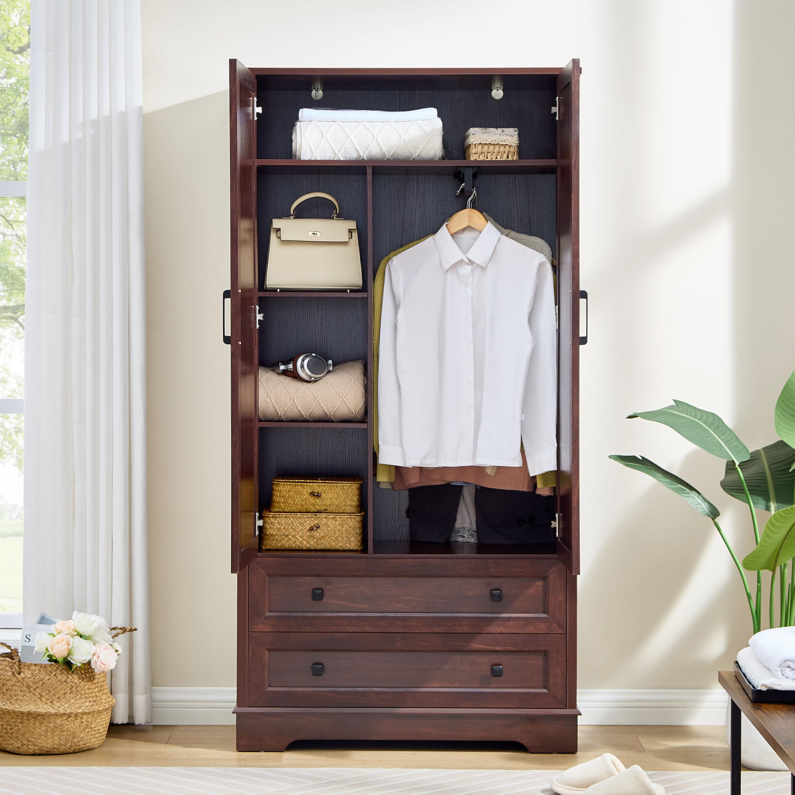 Amazon.com: SOOWERY Dresser for Bedroom, 71 Inches Wood Armoire