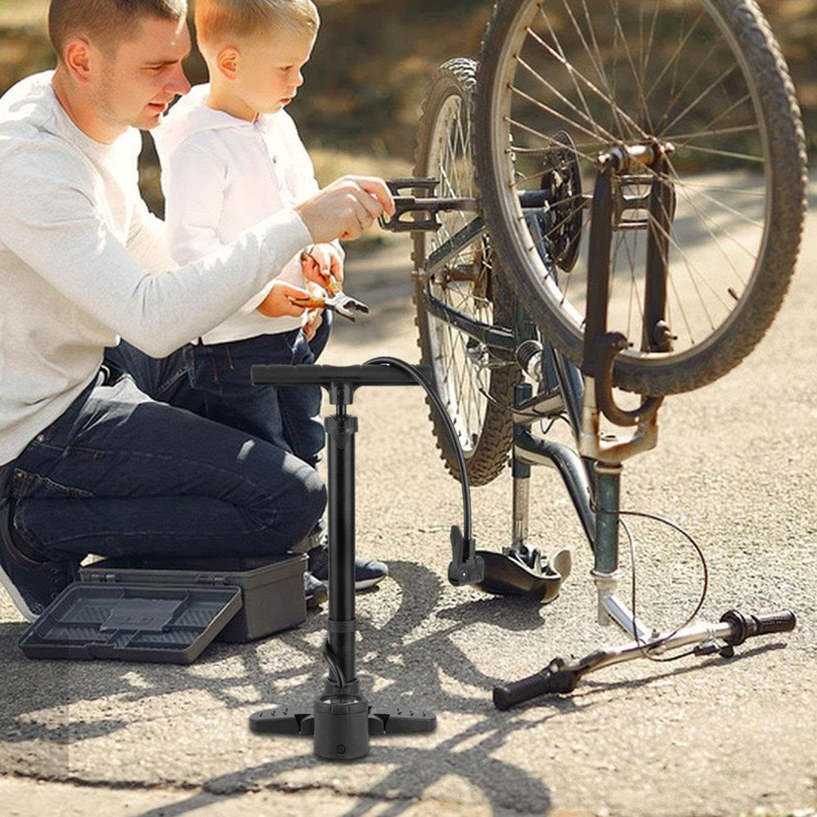 Bomba portátil, Bomba de pie, ergonómicos para neumáticos de Motocicleta, inflador de Bicicleta, Bomba de neumáticos de Motocicleta, Acero aleado, precisión, Motocicletas, vehículos eléctricos