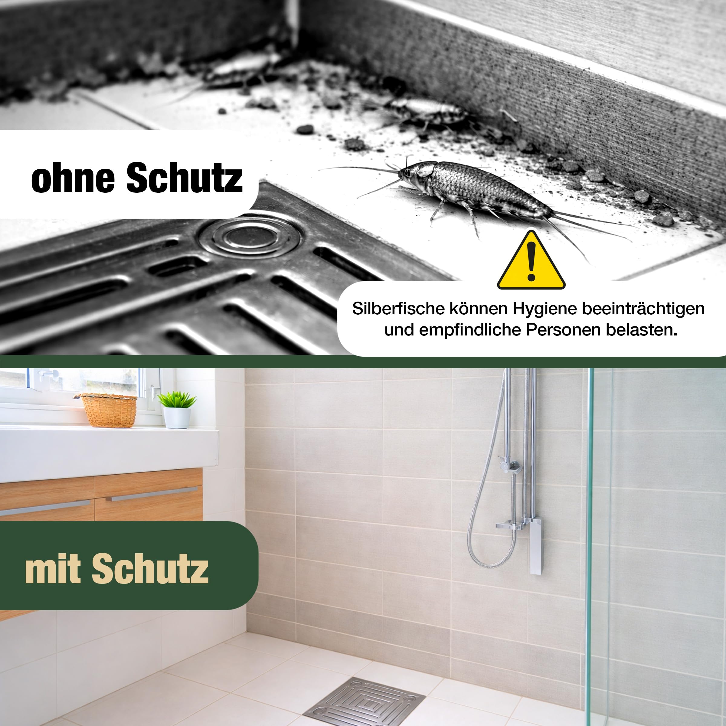 Silberfischspray gegen Silberfische & Papierfische – Langzeitschutz für Bad Küche Keller Wohnung, Ungezieferspray mit ätherischen Ölen, Insektenspray für Fugen Ritzen Innenräume Zuhause Schutz - 500ml