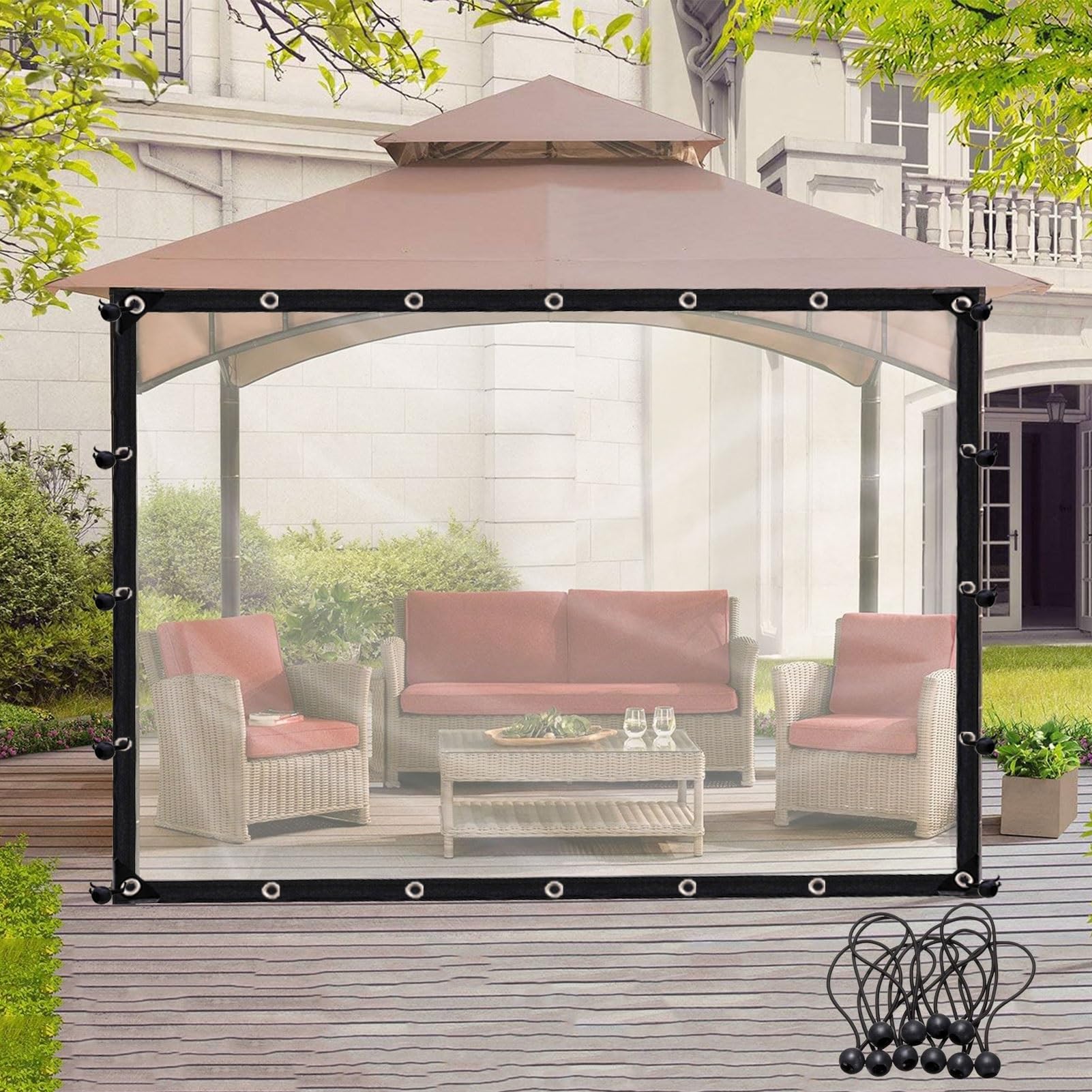 Lona transparente de 2x300cm con ojales de PVC impermeable para plantas y balcones