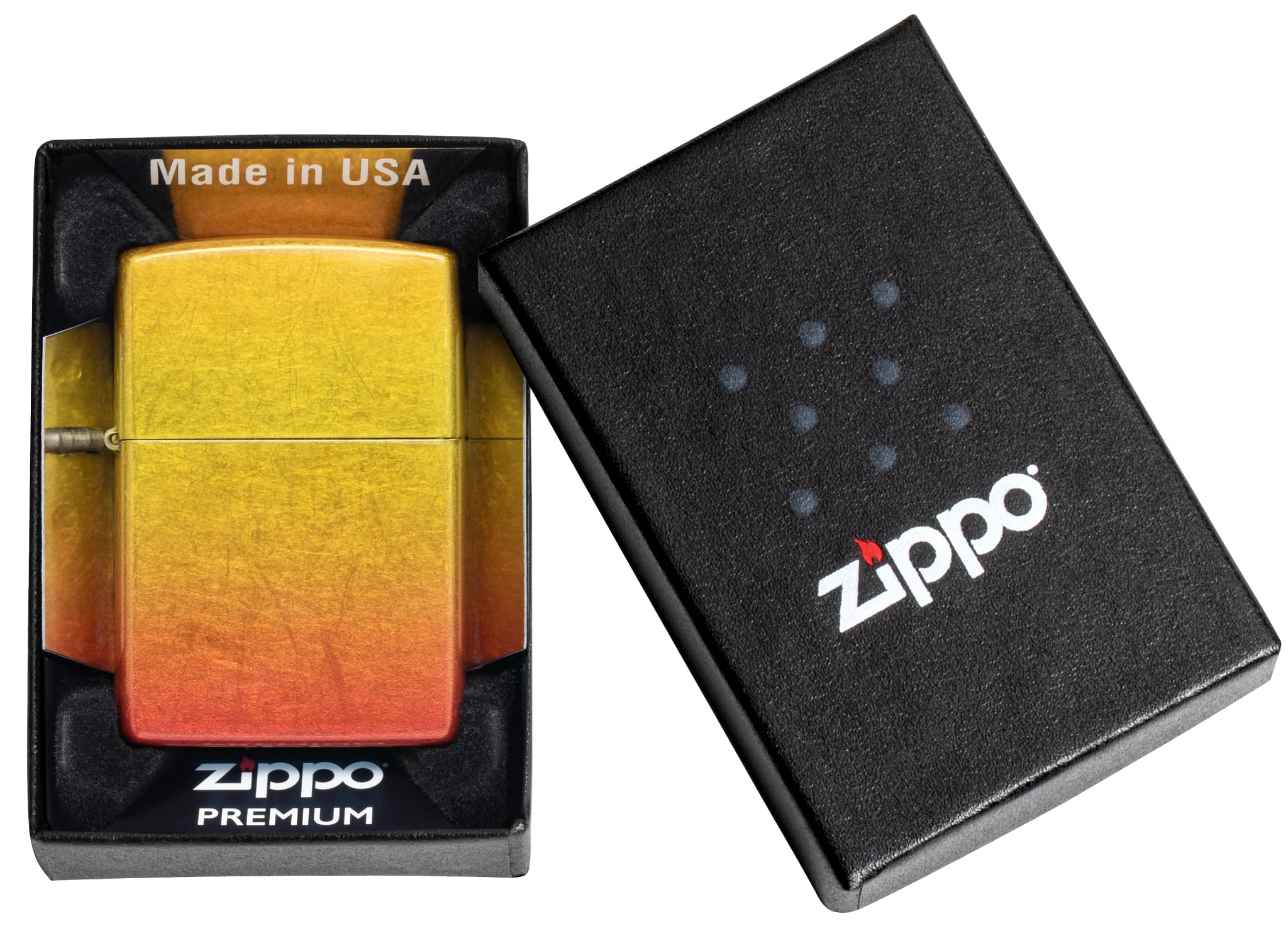 Zippo - Briquet Tempête Motif Ombre Orange Et Jaune, 540°, Impression Color Image, Rechargeable, Réutilisable, Coupe-Vent, Coffret Cadeau, Fabriqué Aux États-Unis