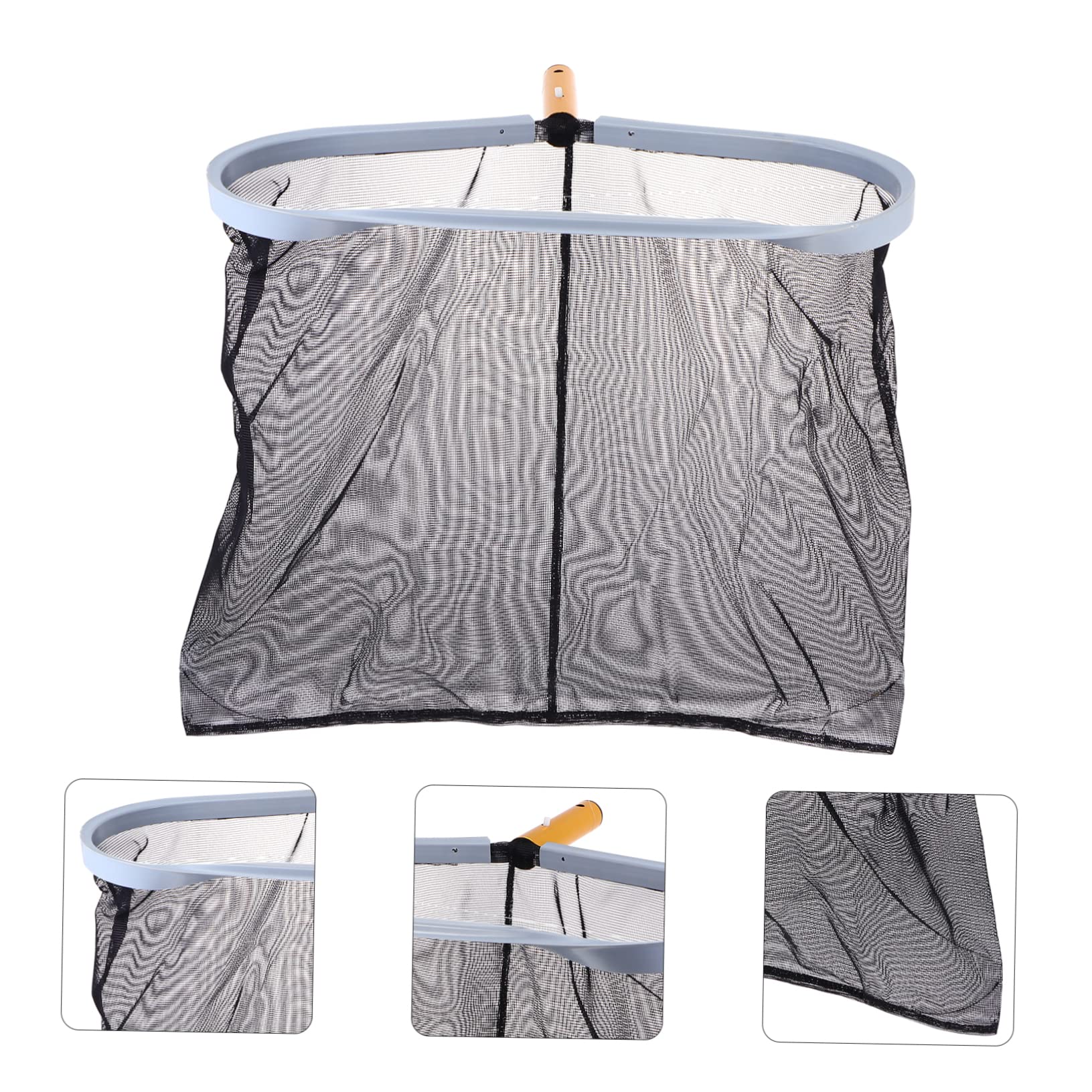Gatuida Épuisette de Fond de Piscine Portable Noire Filet Robuste pour Nettoyage et Débris Outil Pratique pour Bassin et Étang Cadre Alliage Daluminium