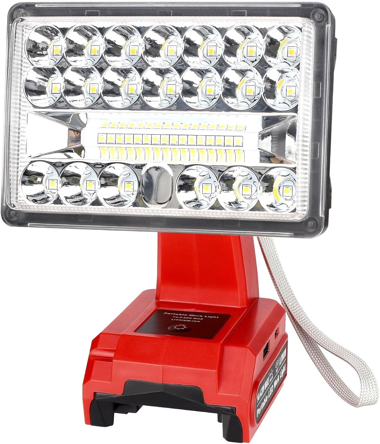 28W 2000LM Cordless LED Work Light for Milwaukee M18 18V Battery Portable Flood Lights for Outdoor Indoor Workshop Job Site, Floodlight & Spotlight Modes/Pivoting Head/USB Port(No Battery)