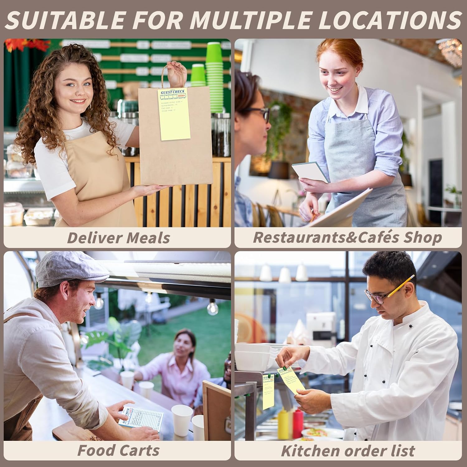 60 Pack Server Note Pads Bulk Double Part Guest Check for Servers, 2 Part Carbonless Server Order Paper, 3.5 x 6.75 Inch Green Food Receipt Book for Bars Cafes Restaurant Food Trucks